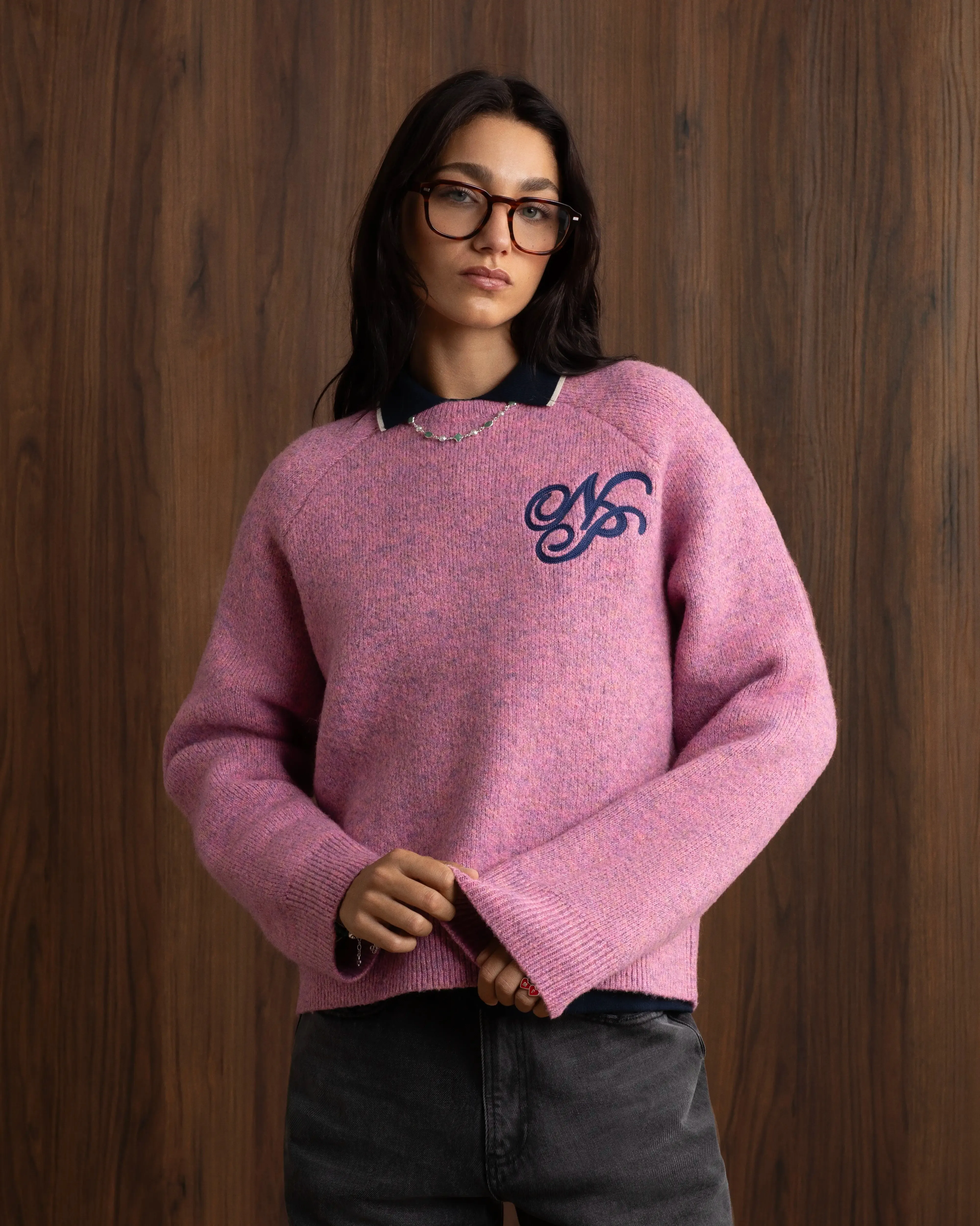 Le Marais Knit Sweater Pink Soft Finish Interlock Knit Body