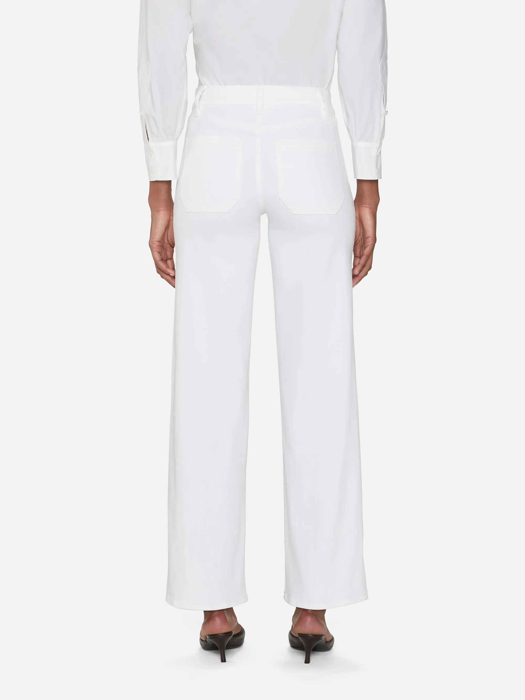 Le Pixie Slim Palazzo Modernist Pocket -- White Stretch Ready
