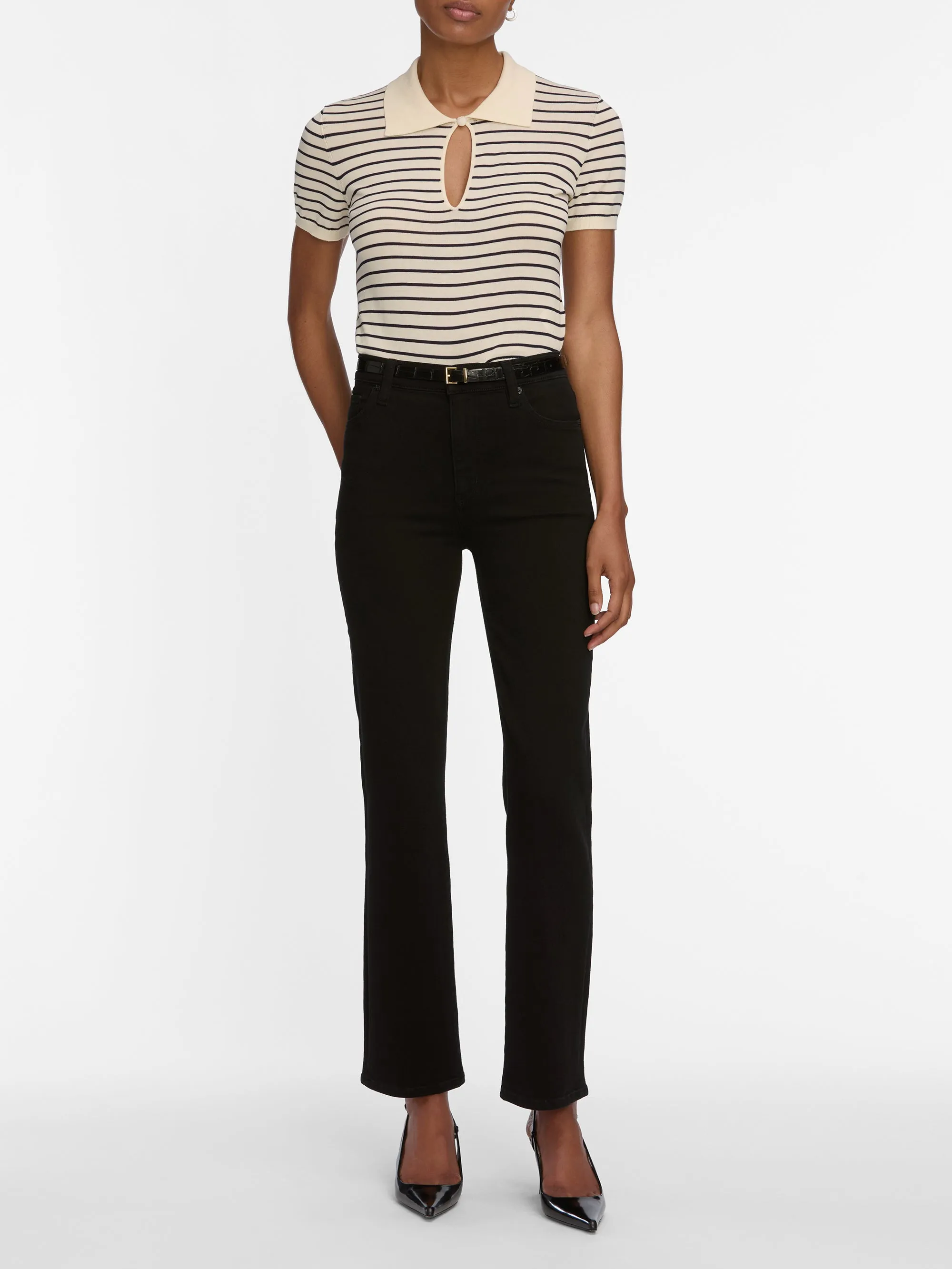 Wide-leg cut Hygienic Coating Le Sleek Straight -- Black