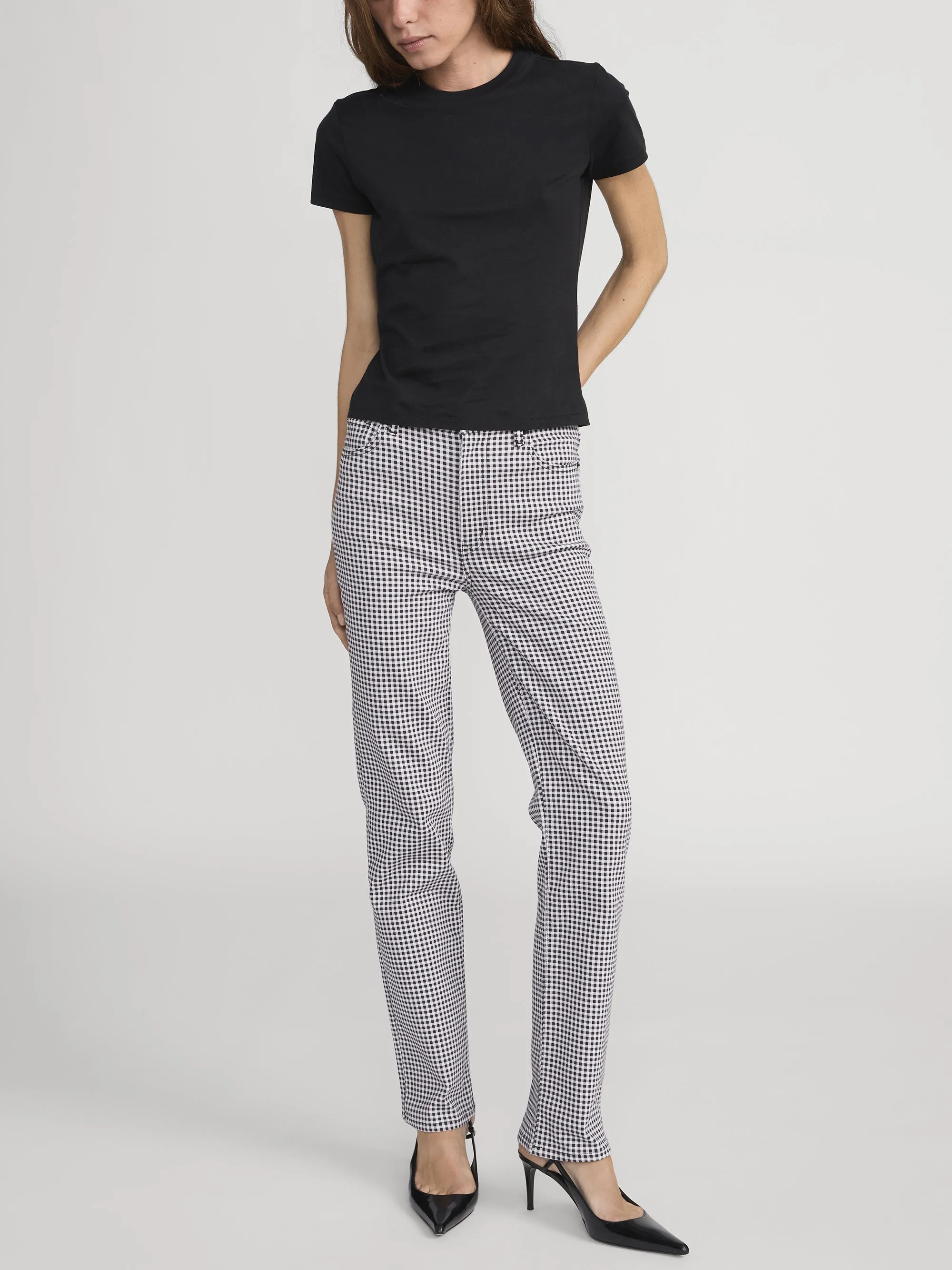 Full Comfort On The Move Le Sleek Straight Gingham -- Black Multi