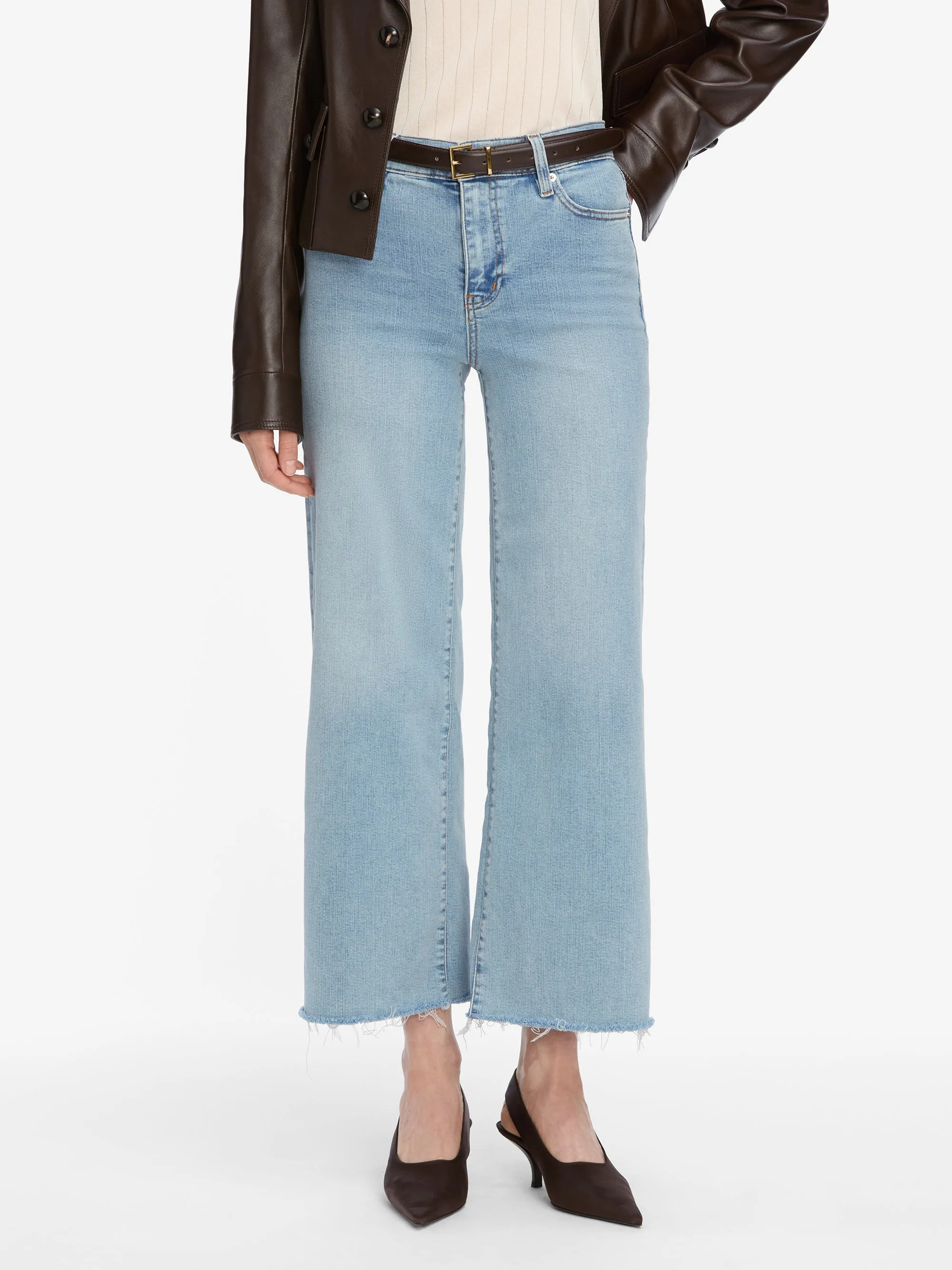 Le Slim Palazzo Crop -- Tribute Raw Fray Street Comfort Essential Fit
