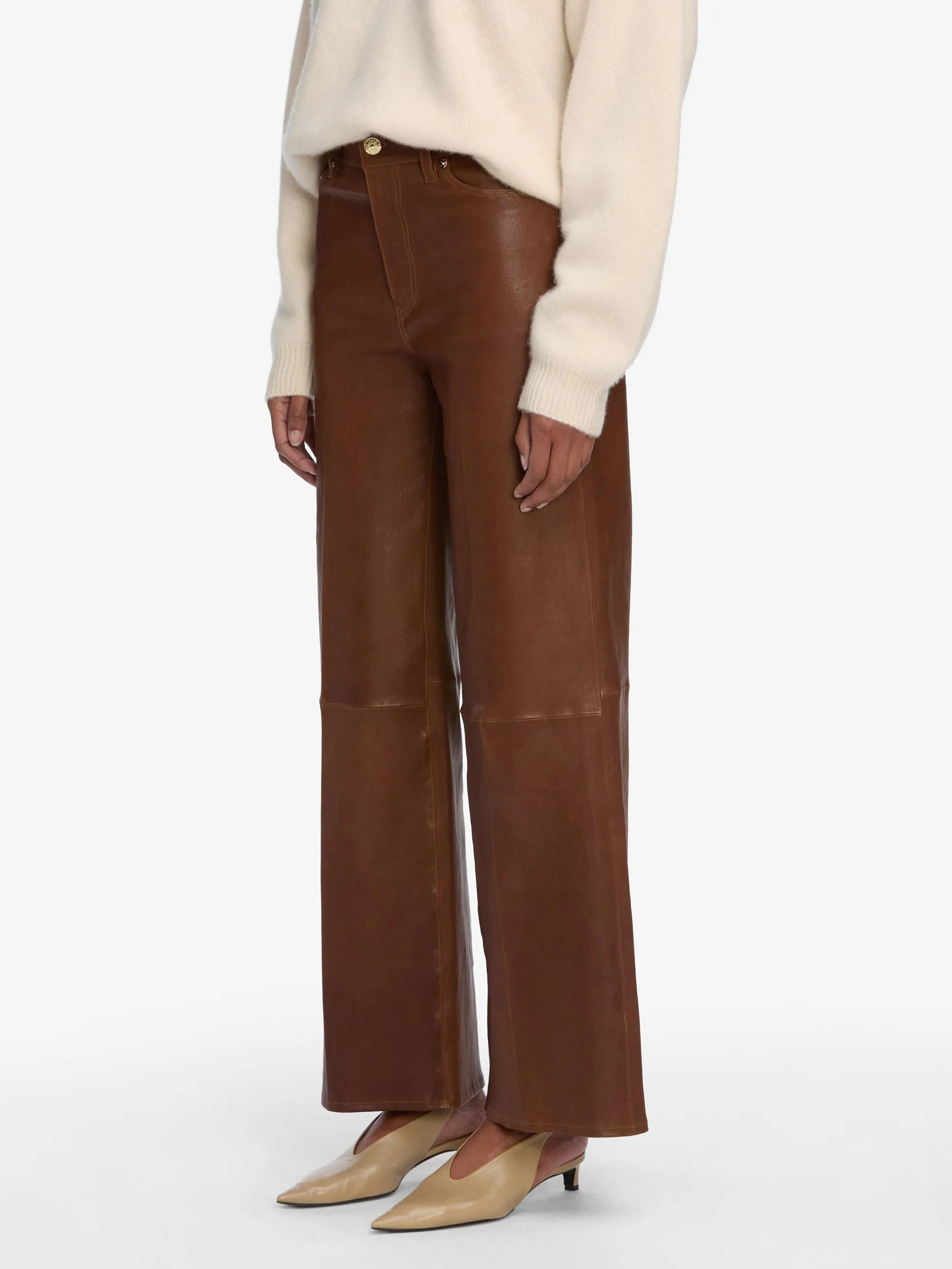 Le Slim Palazzo Leather -- Cedar Flexible Waist