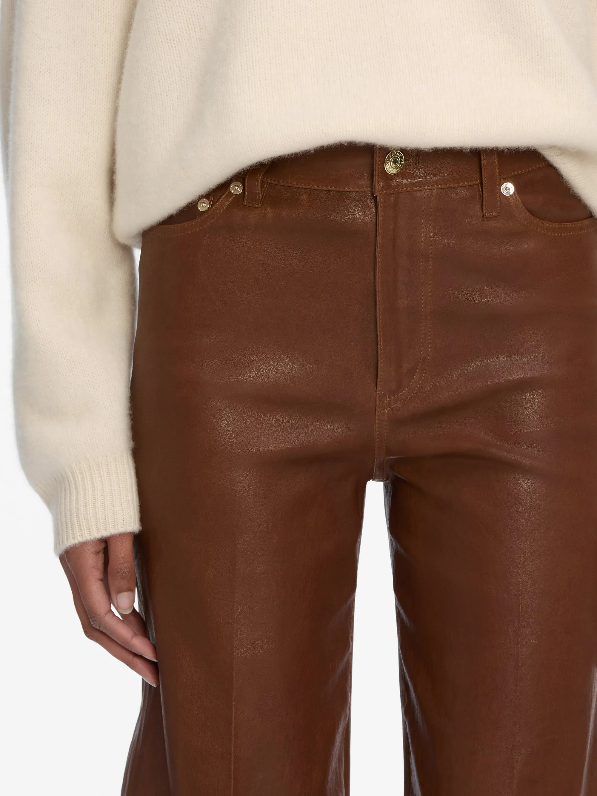 Classic Cut Casual Fit Design Le Slim Palazzo Leather -- Cedar