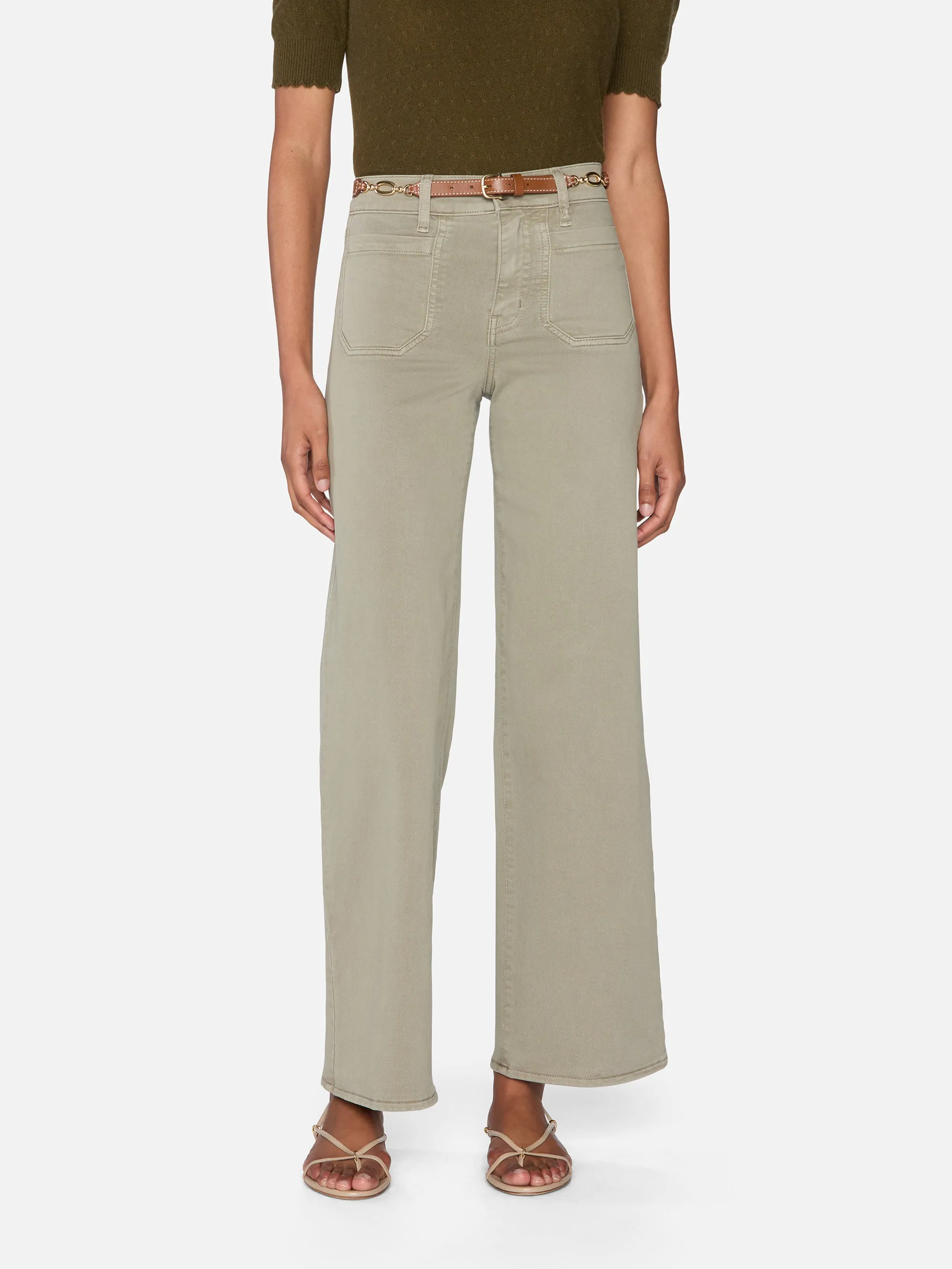 Stylish Waistband Le Slim Palazzo Modernist Pocket -- Thyme