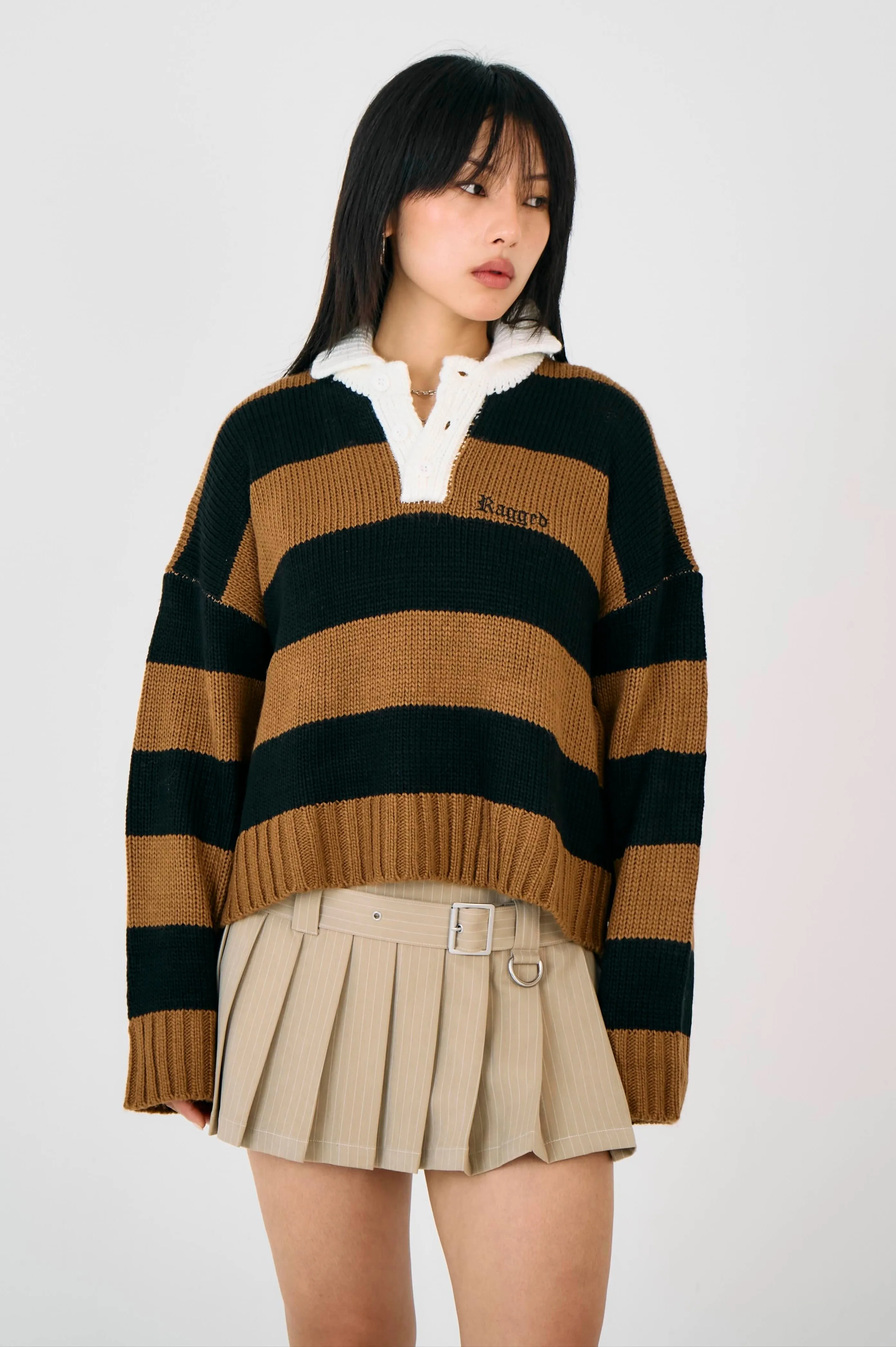 League Stripe Rugby Knit Reinforced Neckline