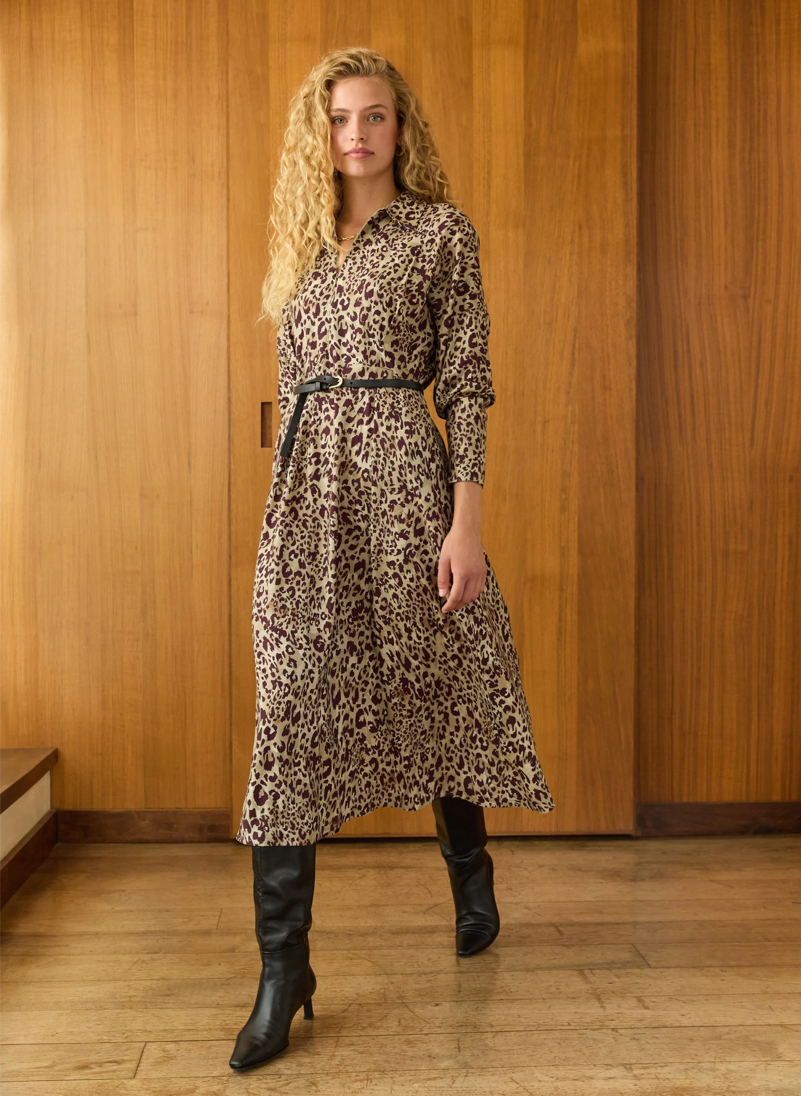 Leanne Printed?Midi Dress Easy Comfort Look