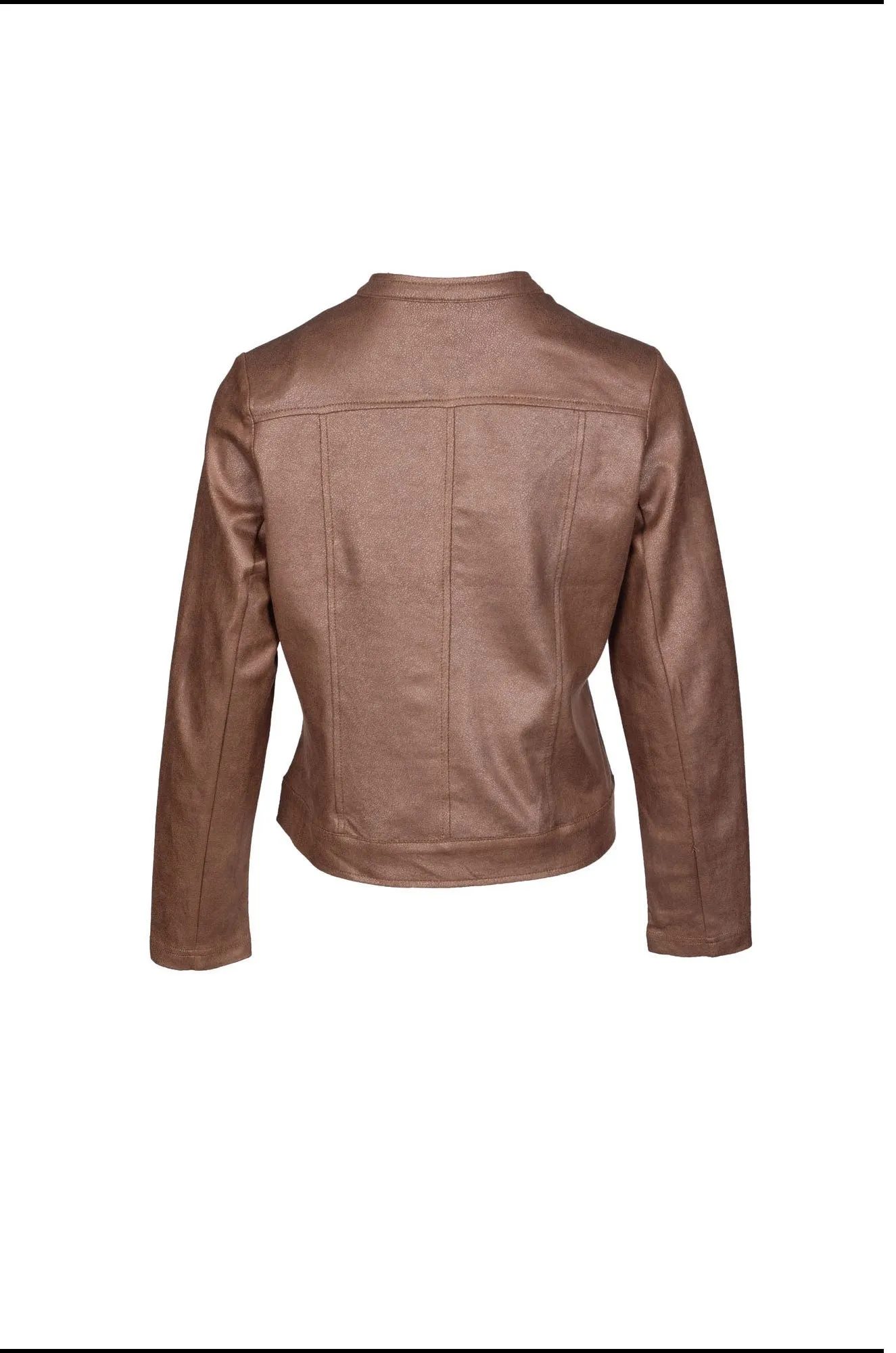 Anti Pilling Surface Treatment Windproof Closure Leather Look Jacket | CARAMEL | 4044B1