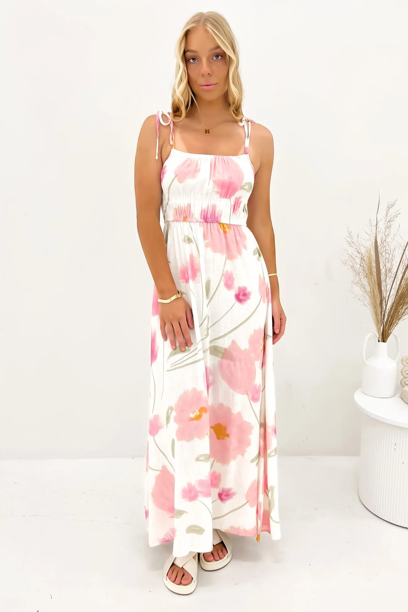 Leora Midi Dress Blossom sophisticated appearance Grab Now