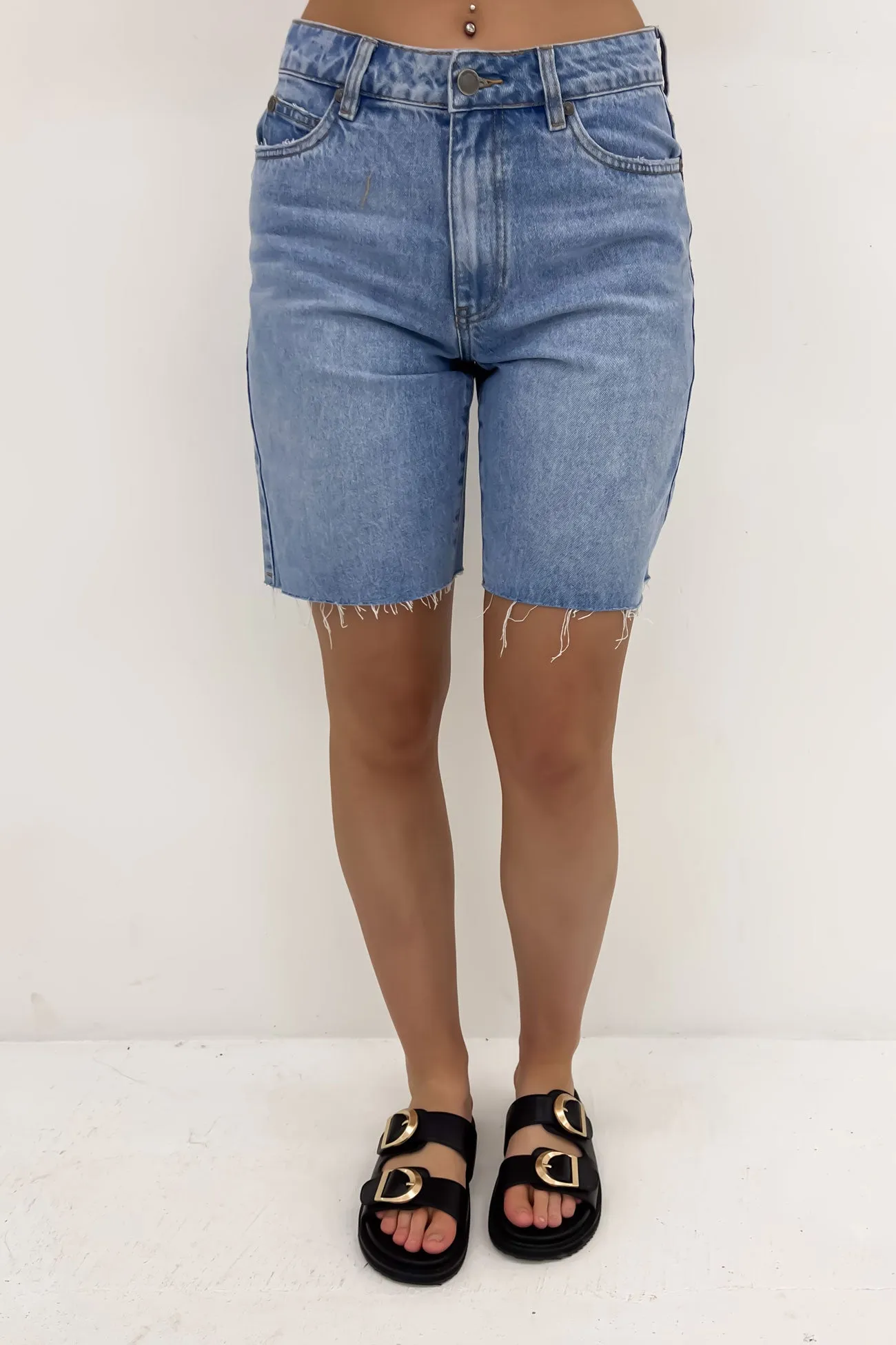 Lace trim Lexie Denim Jort Light Blue