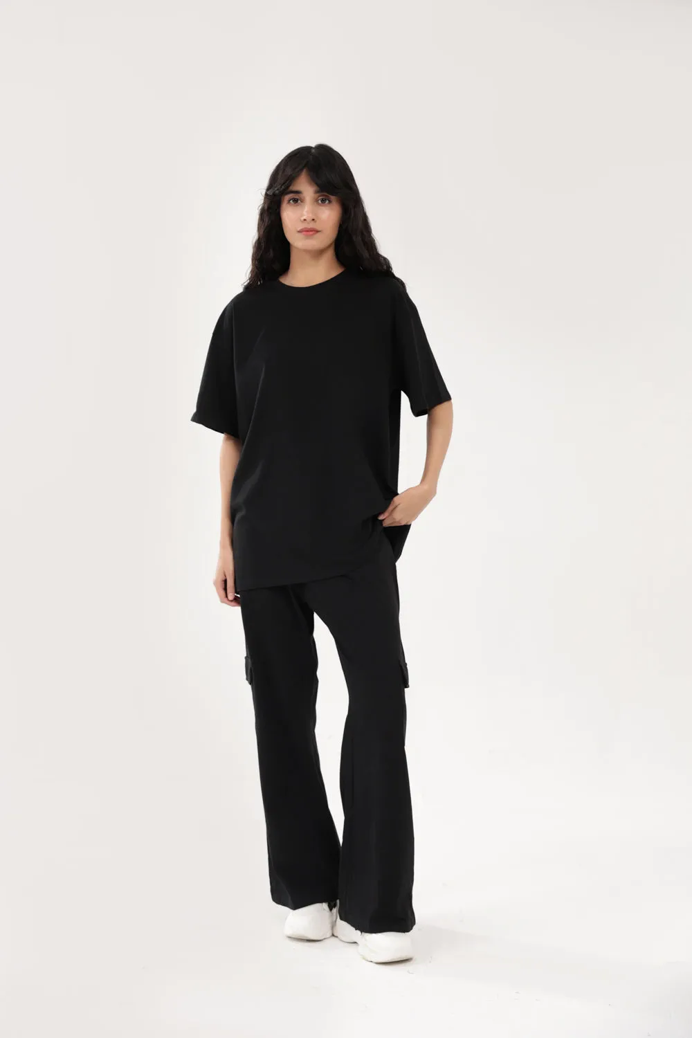 Ultra Soft Finish Layered Hem Detail BASIC OVERSIZED TEE