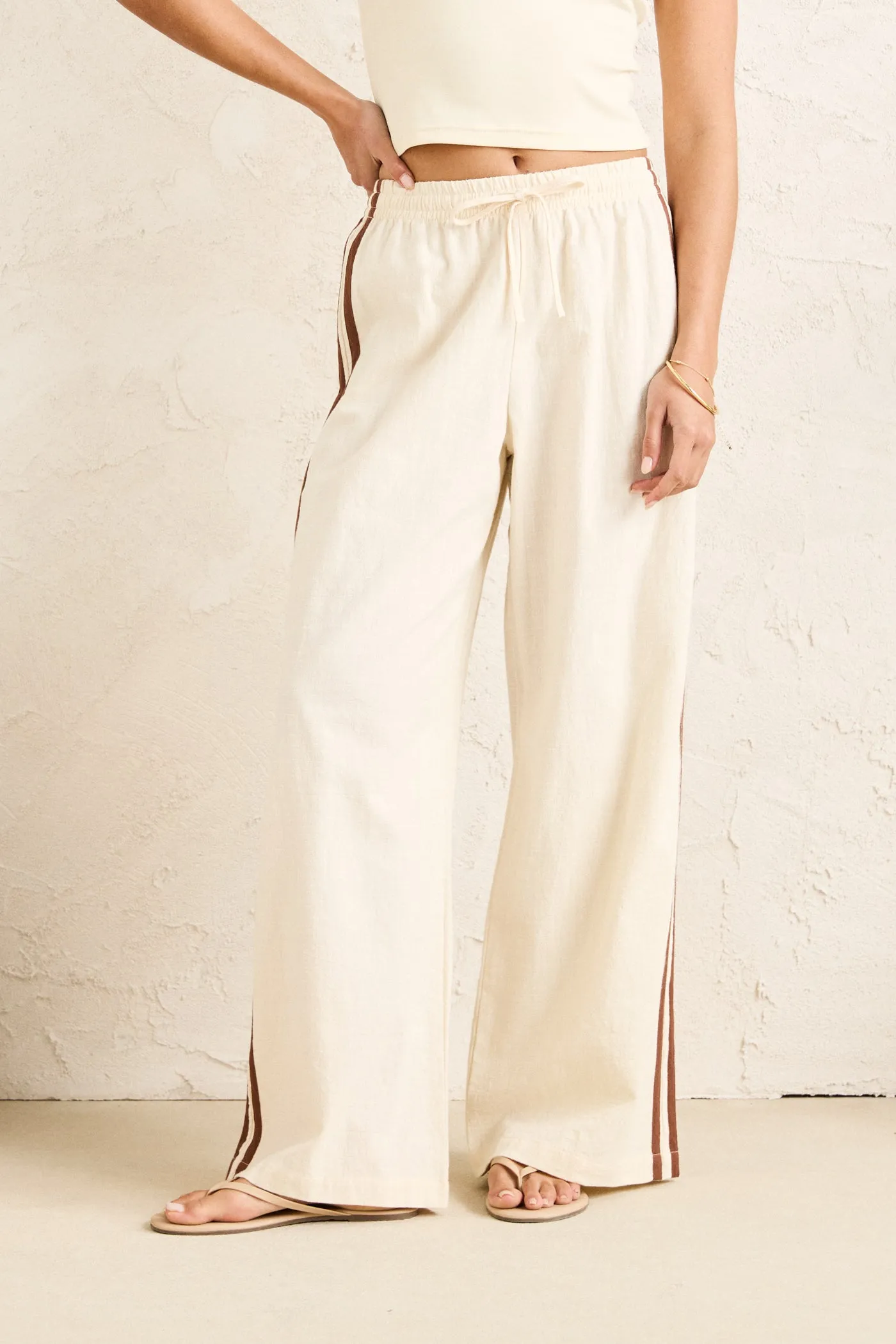 Hanalei Beach Pant Cream Wrinkle Free Fabric