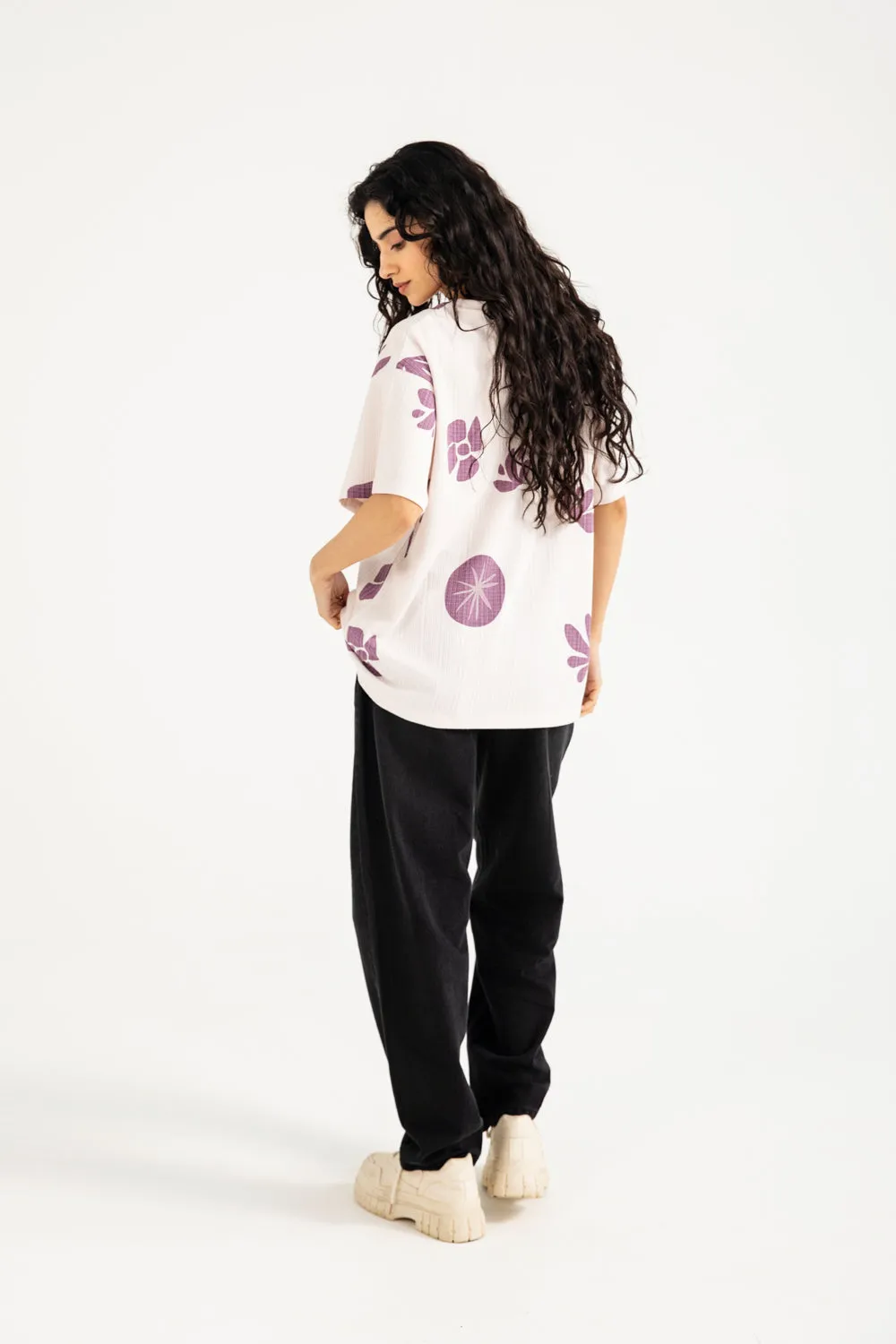 VintageWashEffect Printed Logo TEXTURED OVERSIZED TEE