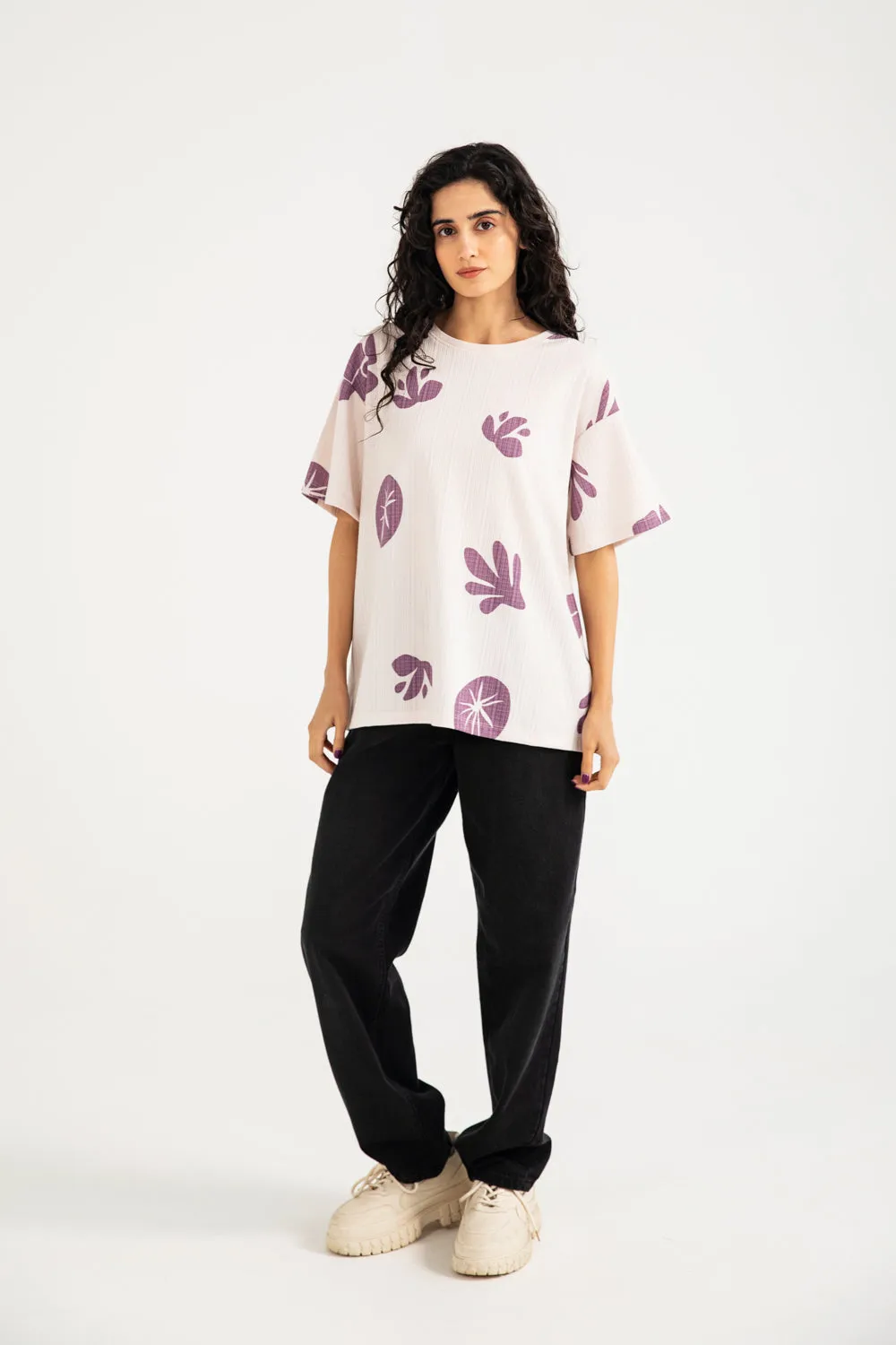 TEXTURED OVERSIZED TEE Adjustable Hem