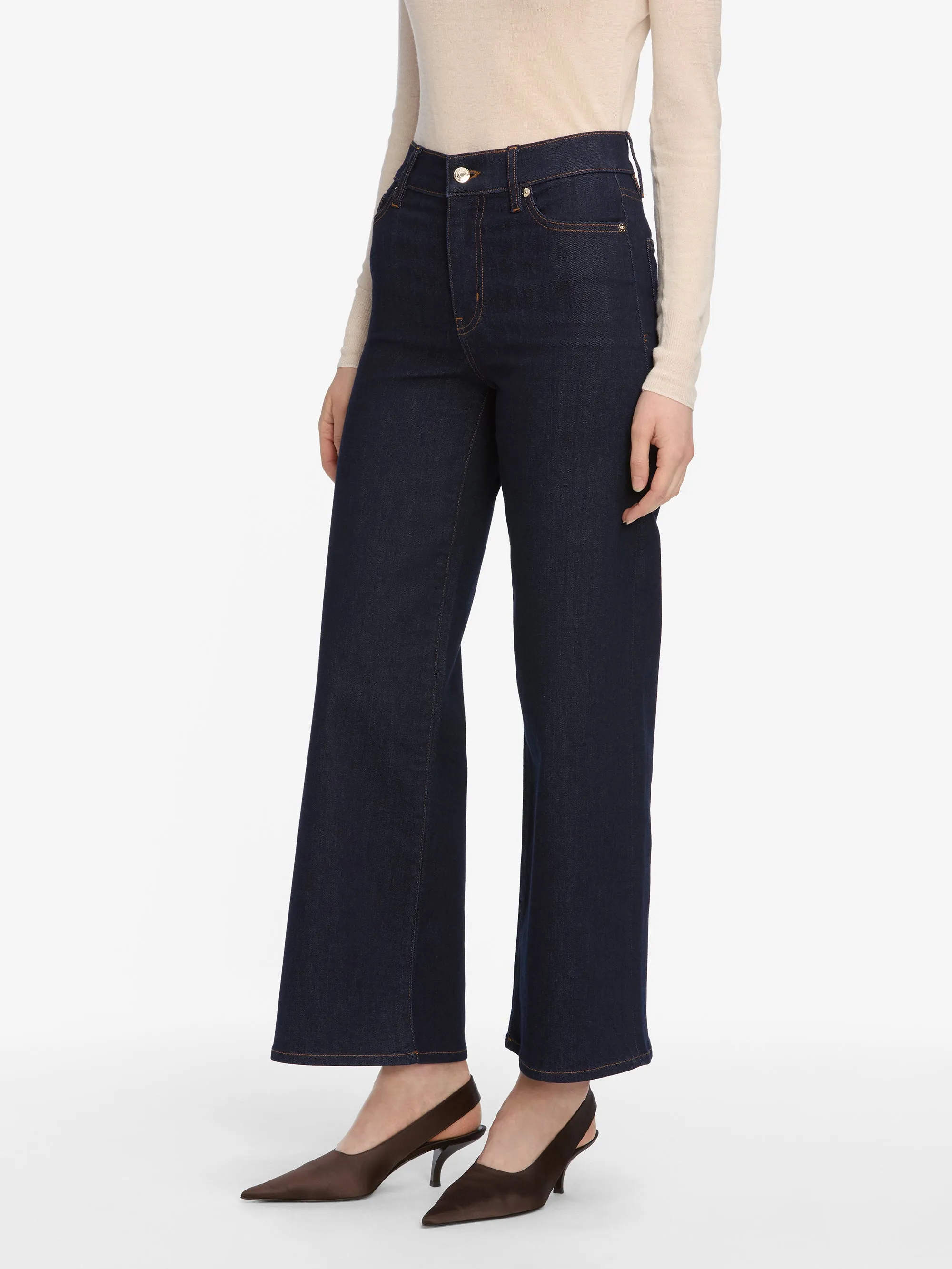 Flattering Look Le Slim Palazzo Crop -- Rinse