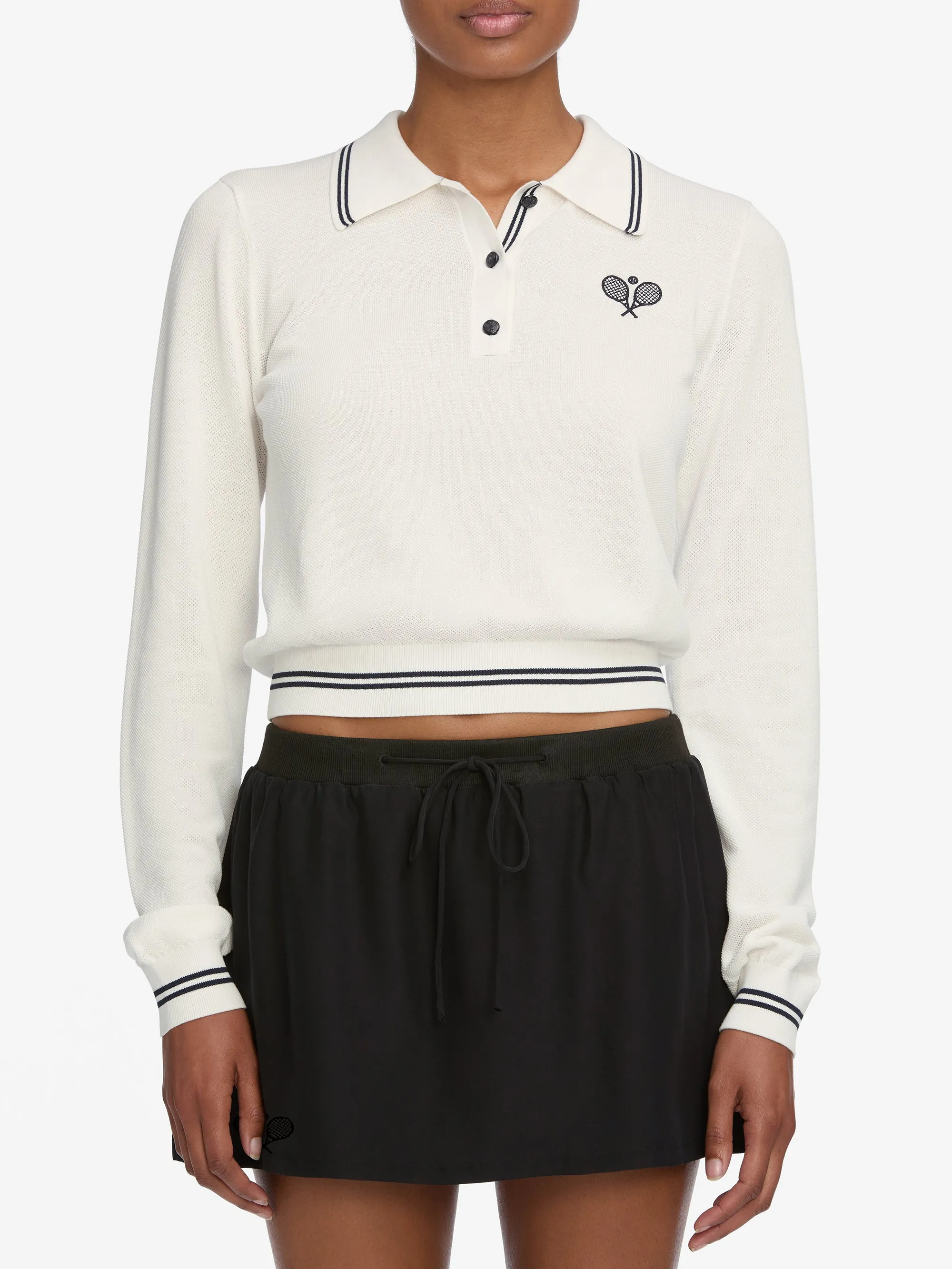 The Long Sleeve Tennis Polo -- White Ultra Soft Durable Blend