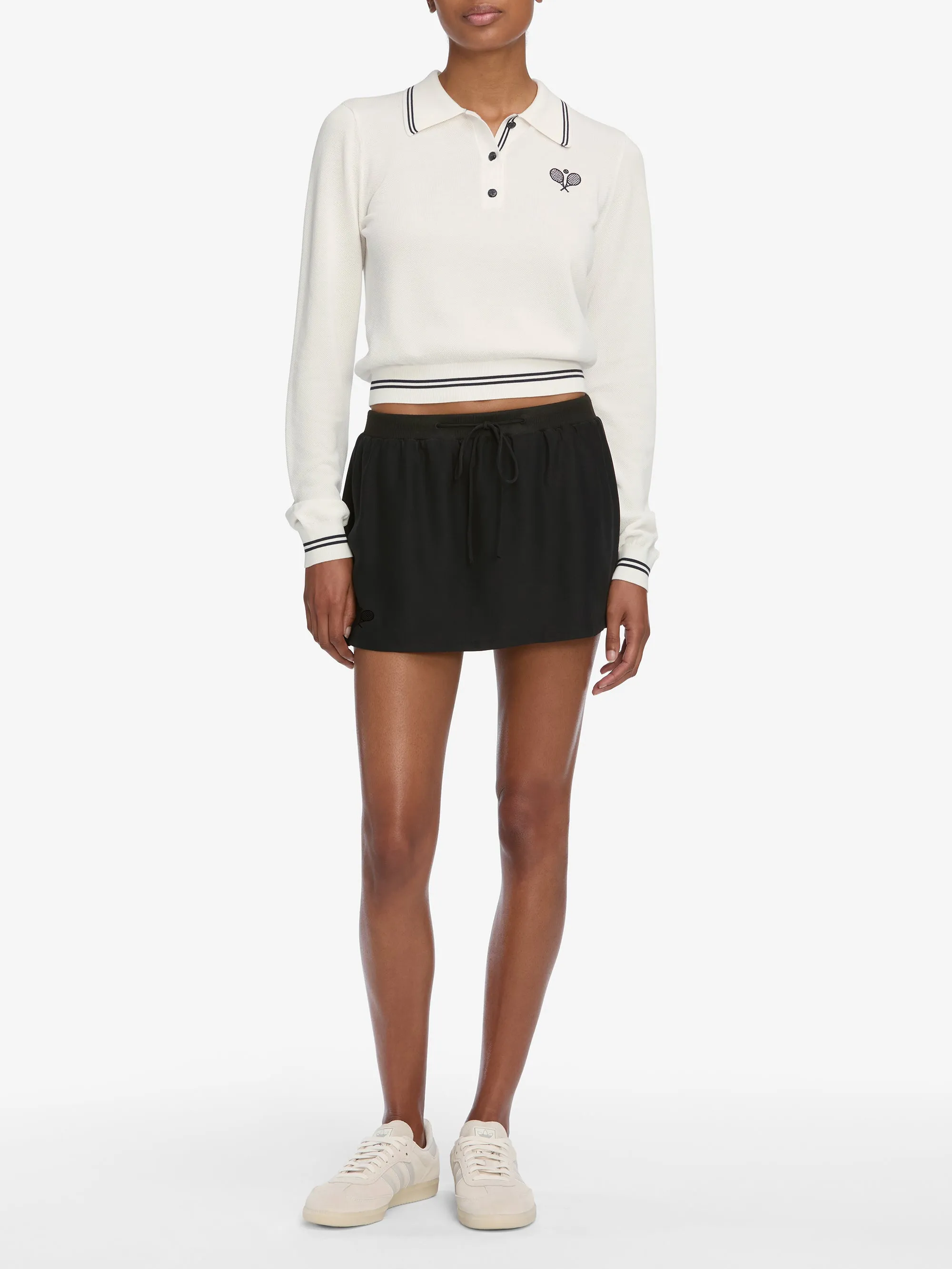 The Long Sleeve Tennis Polo -- White Thermal regulation MachineWashable