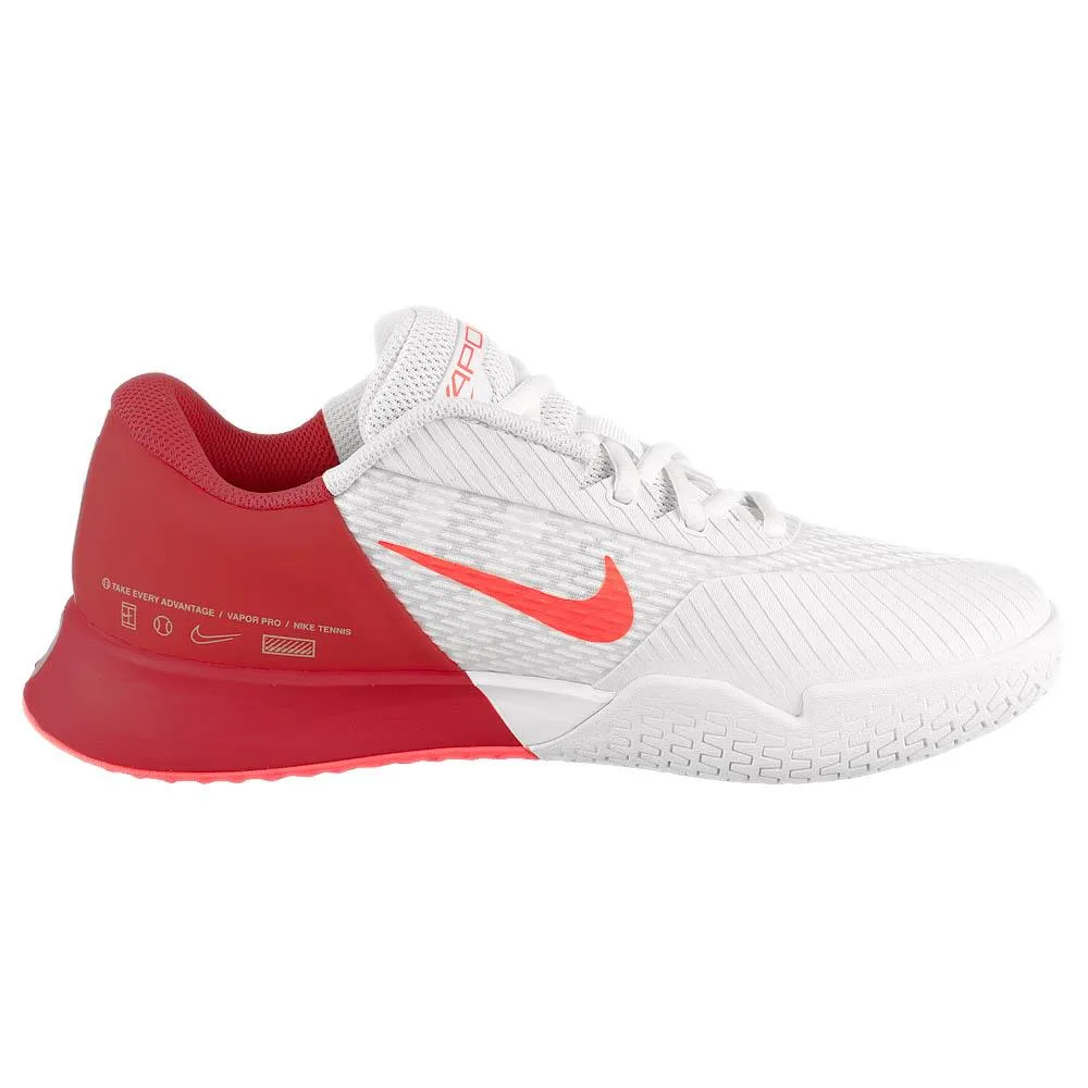 Nike Women's Air Zoom Vapor Pro 2 - White/Hot Punch Microfiber Structural Layer Foot Support