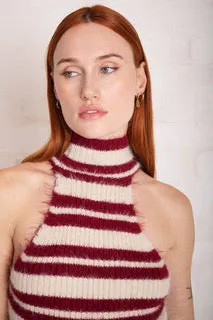 Drum Stripe Knit Halter Top Heart Glow