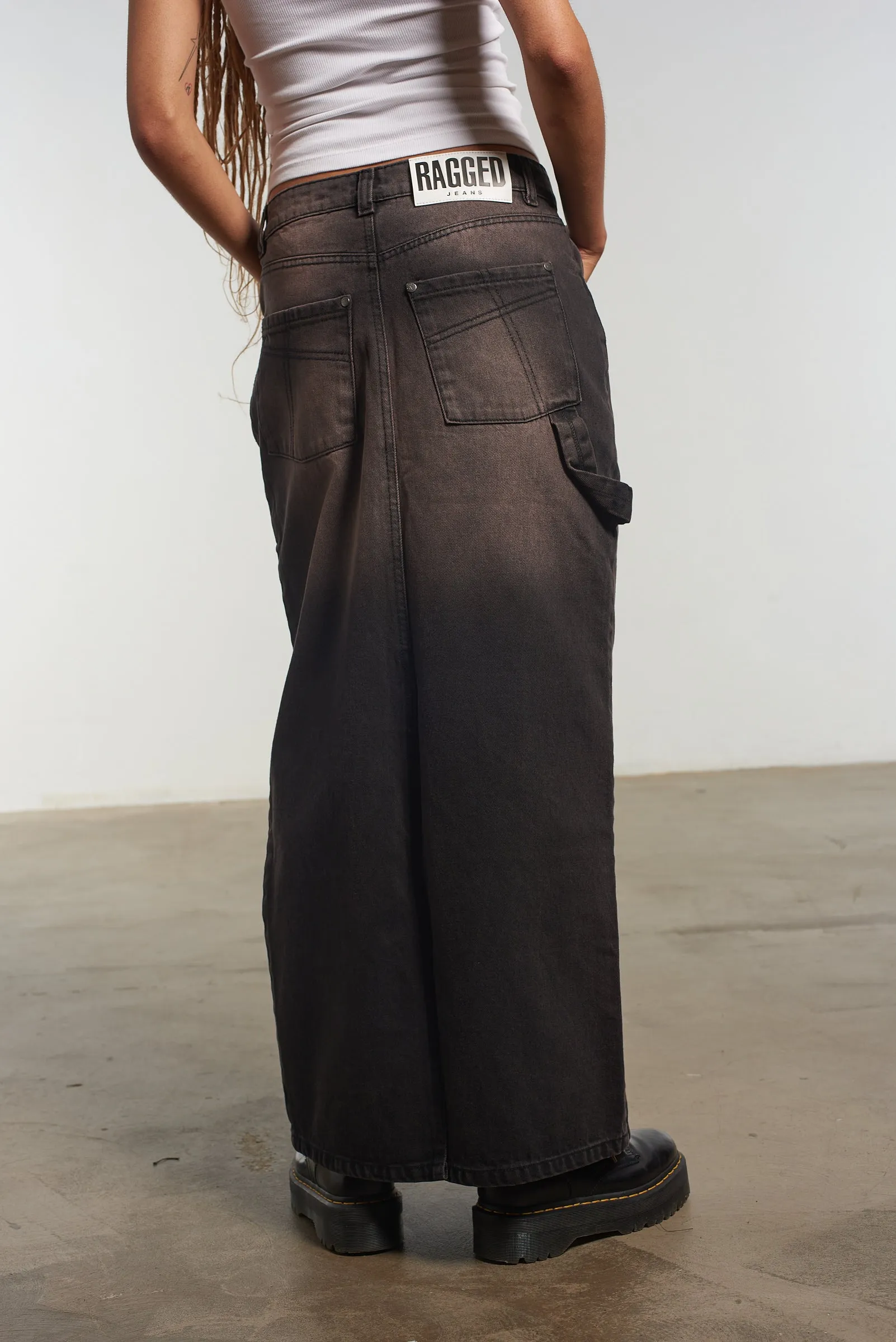 Carpenter Maxi Skirt Brown Wash Biodegradable Fabric Velvet Finish