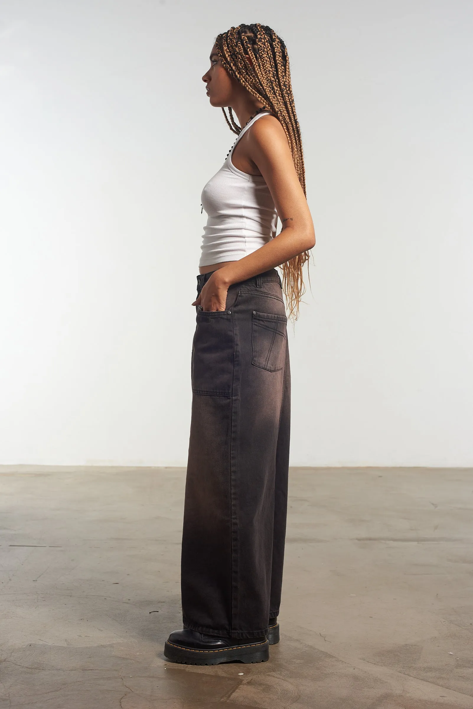 Comfy Wear Pull On Style Carpenter Maxi Skirt Brown Wash