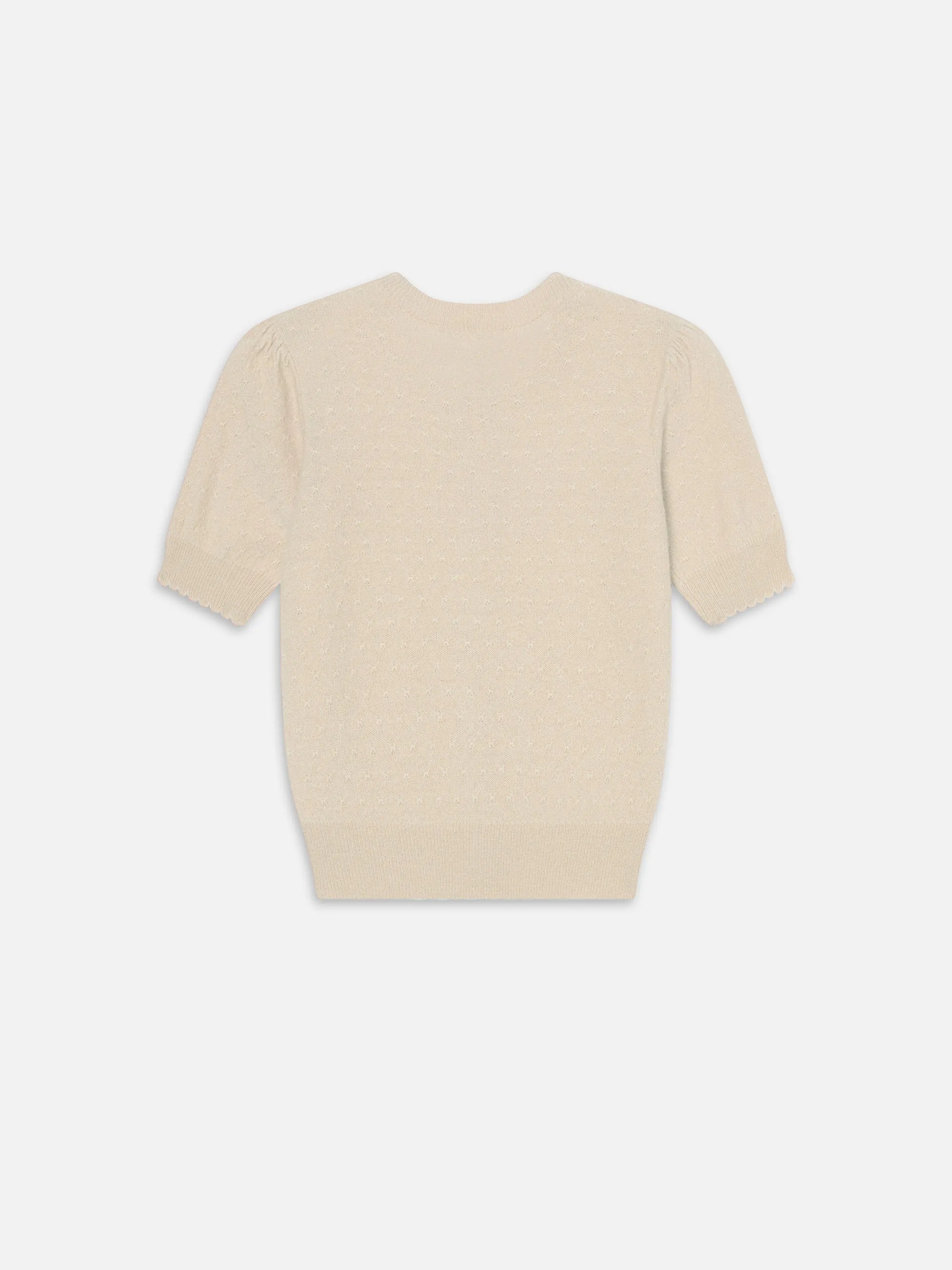 The Cashmere Pointelle Cardi -- Cream Smooth Seam