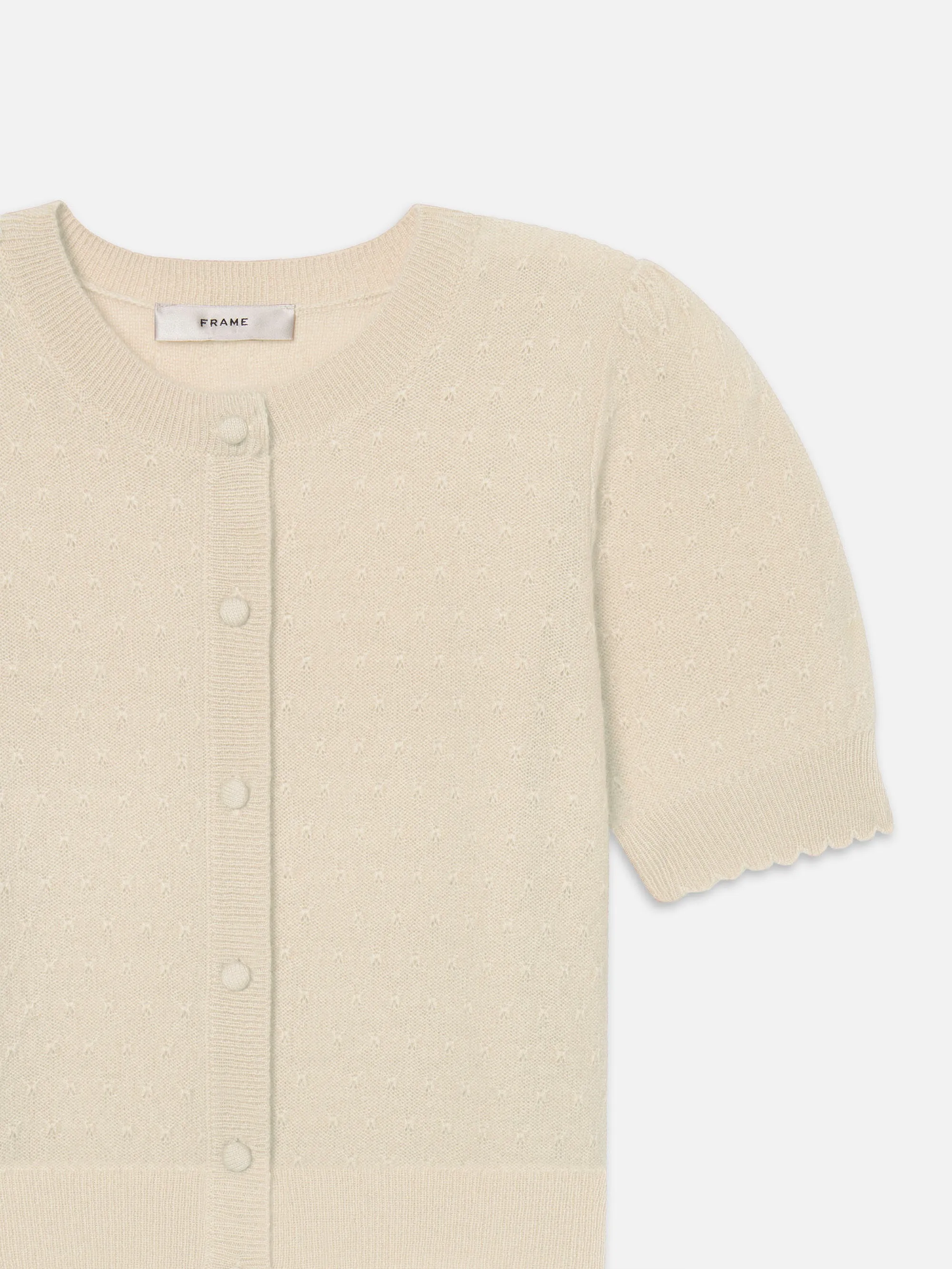 Neutral Tones The Cashmere Pointelle Cardi -- Cream