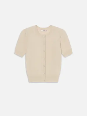 The Cashmere Pointelle Cardi -- Cream Simple Wear