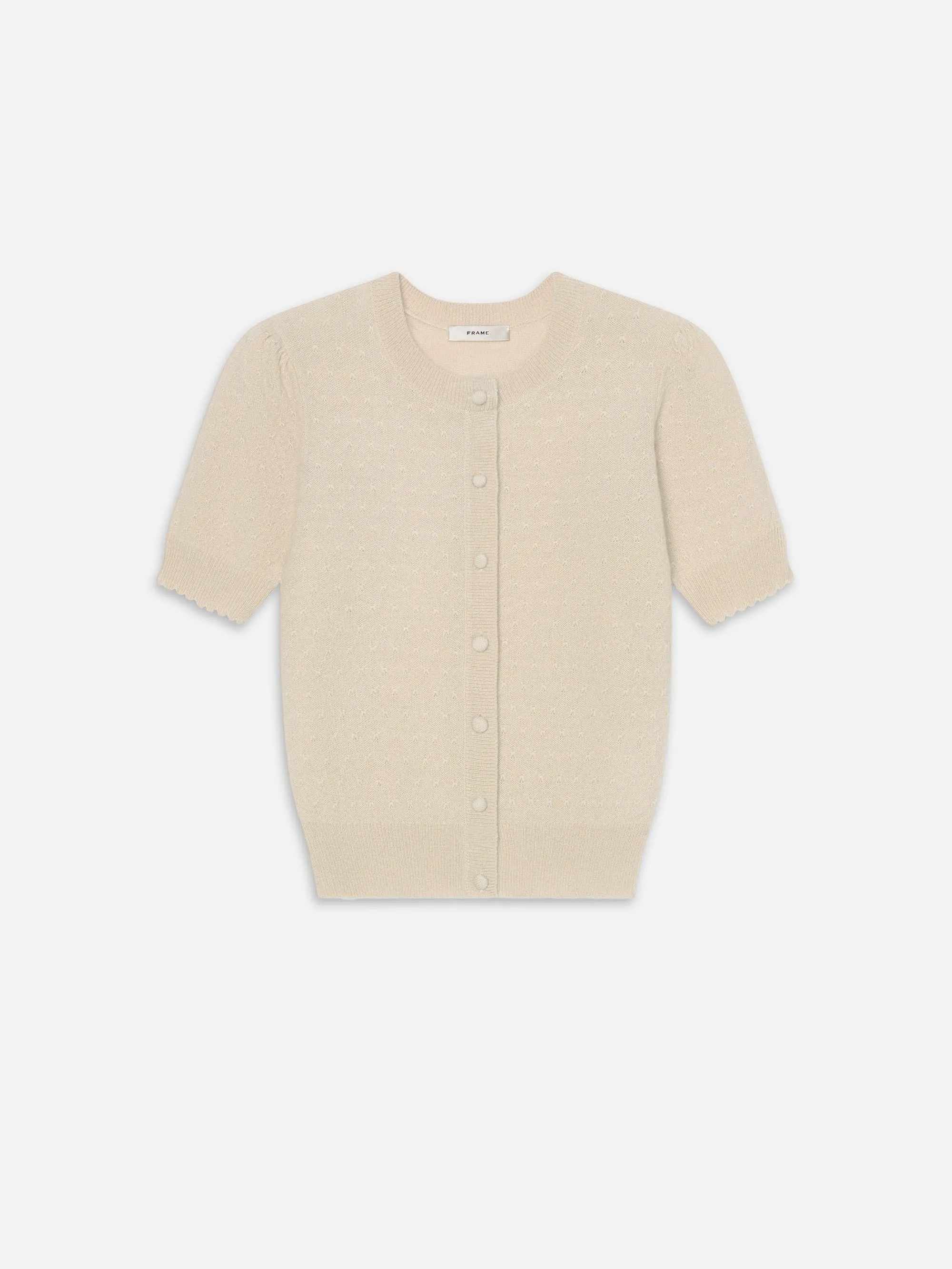 The Cashmere Pointelle Cardi -- Cream Simple Wear