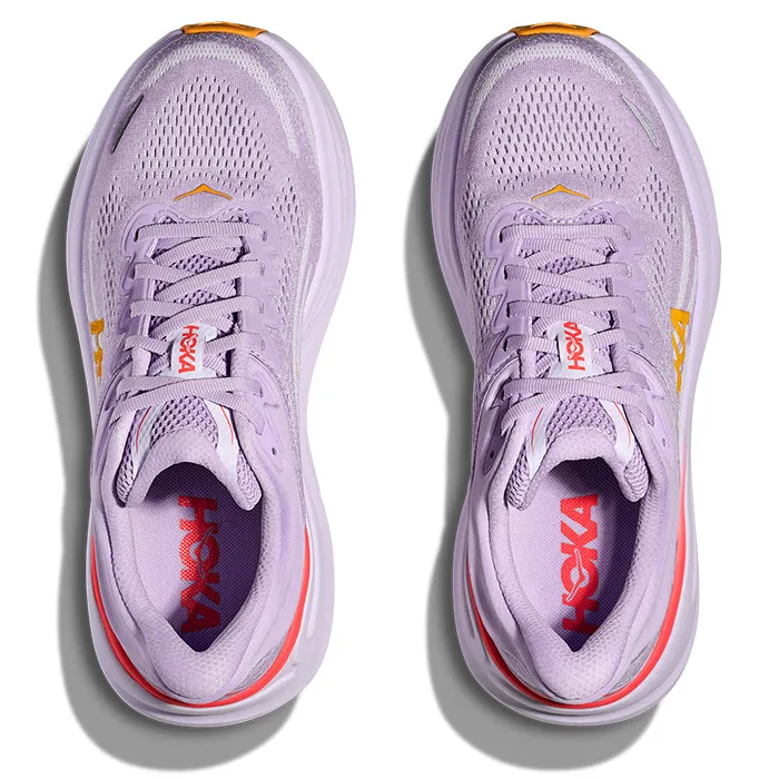 Adaptive Fit Weave Excellent traction Womens Hoka Bondi 9 in Aster Flower/Starlight Glow