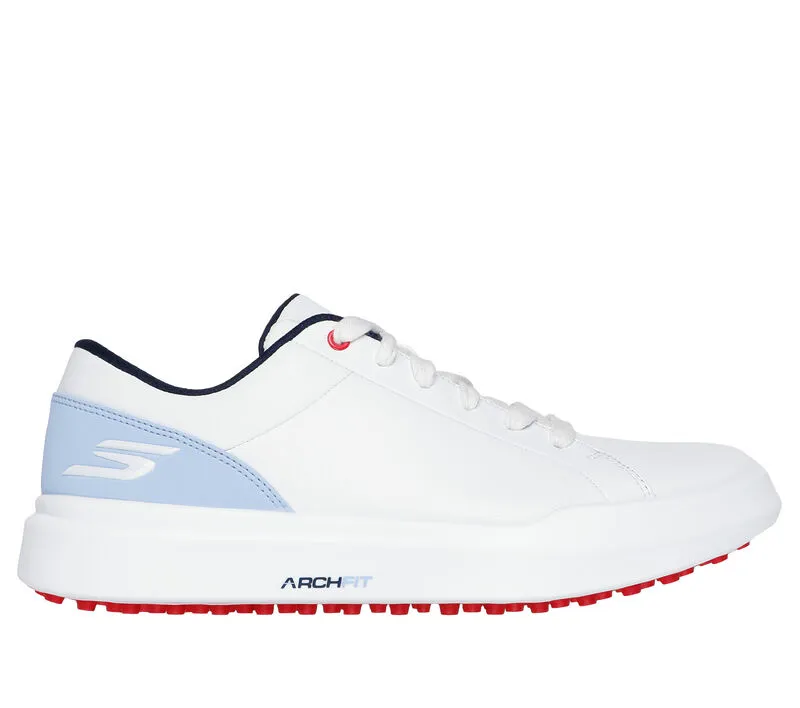 Wind Resistant Flexible Motion Skechers Women's Drive 6 Golf Shoe- White/Light Blue