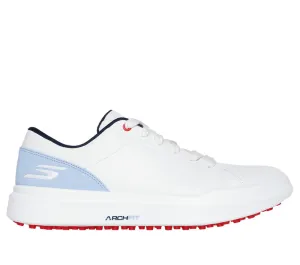 Wind Resistant Flexible Motion Skechers Women's Drive 6 Golf Shoe- White/Light Blue