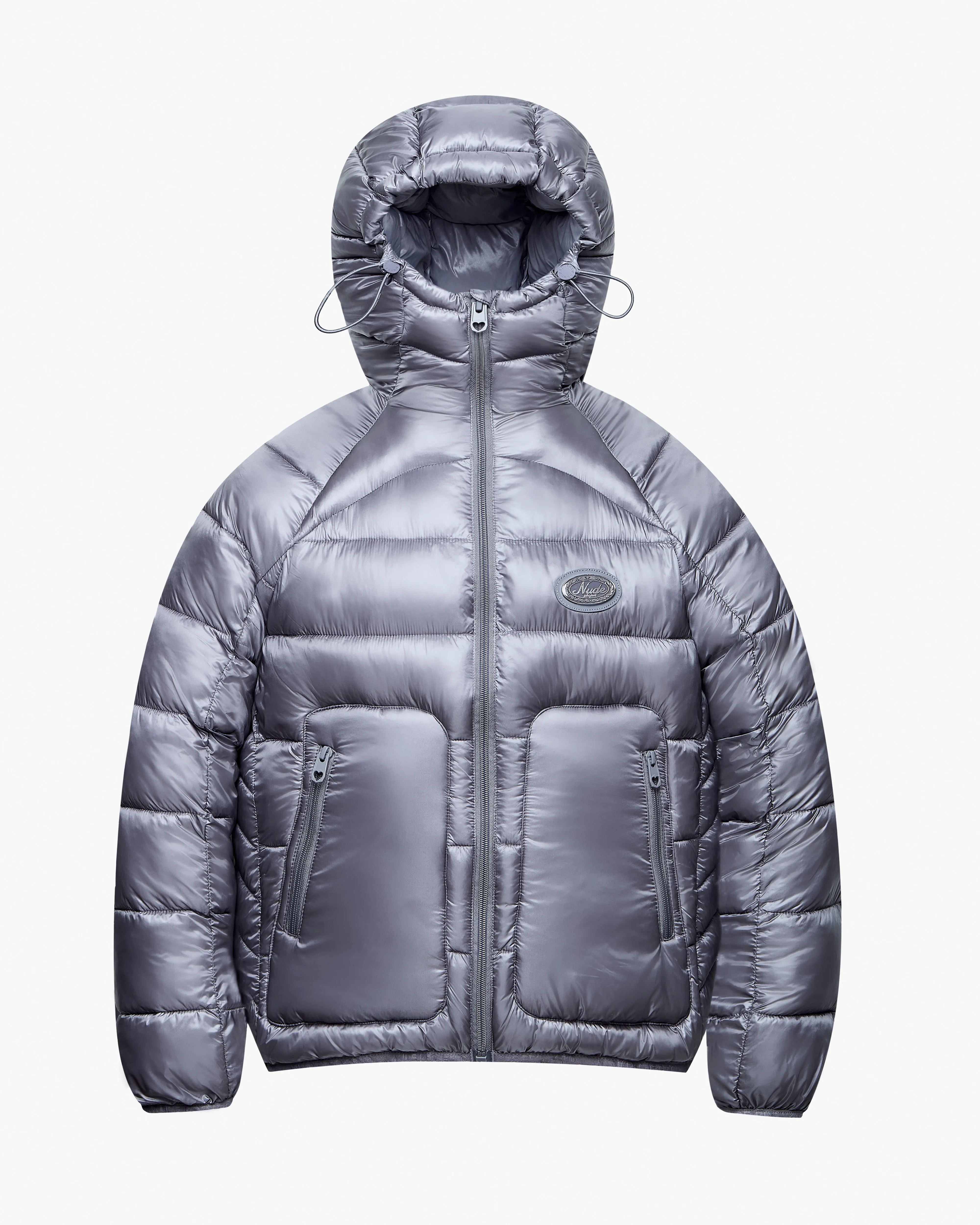 Iconic Puffer Jacket Grey Quick Pull Zipper