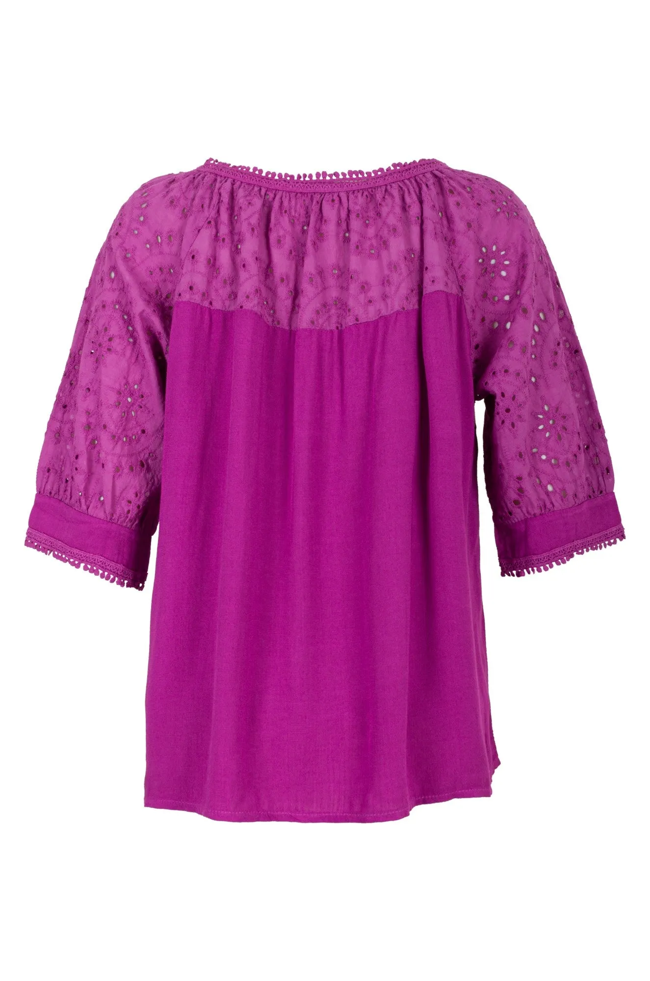 DurableBlend Made in Italy Broderie Anglaise Top | MAGENTA | 0307A1