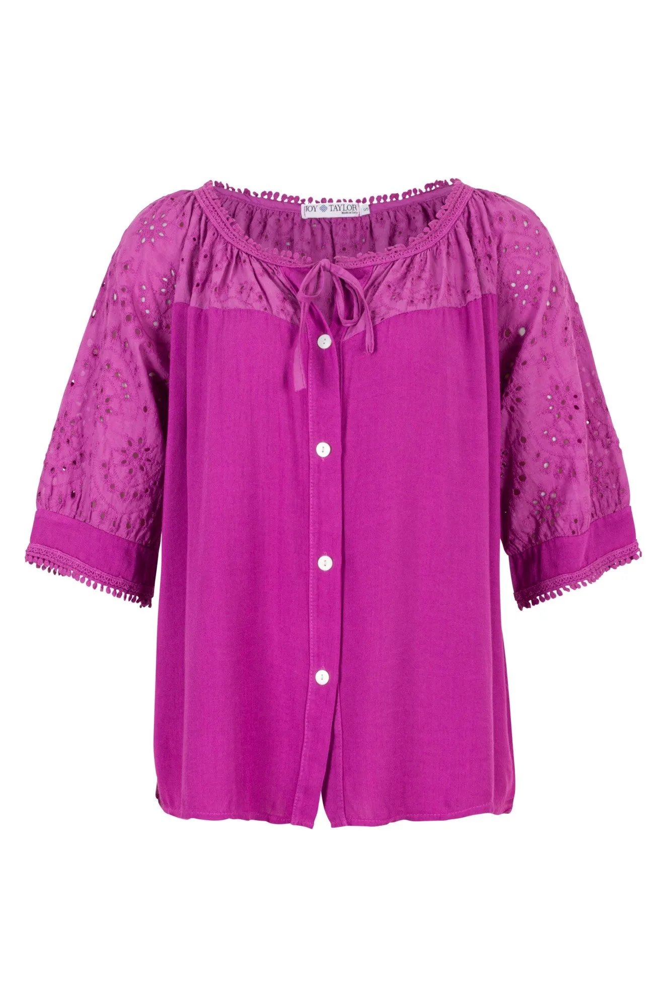 Made in Italy Broderie Anglaise Top | MAGENTA | 0307A1 AntiPilling Surface