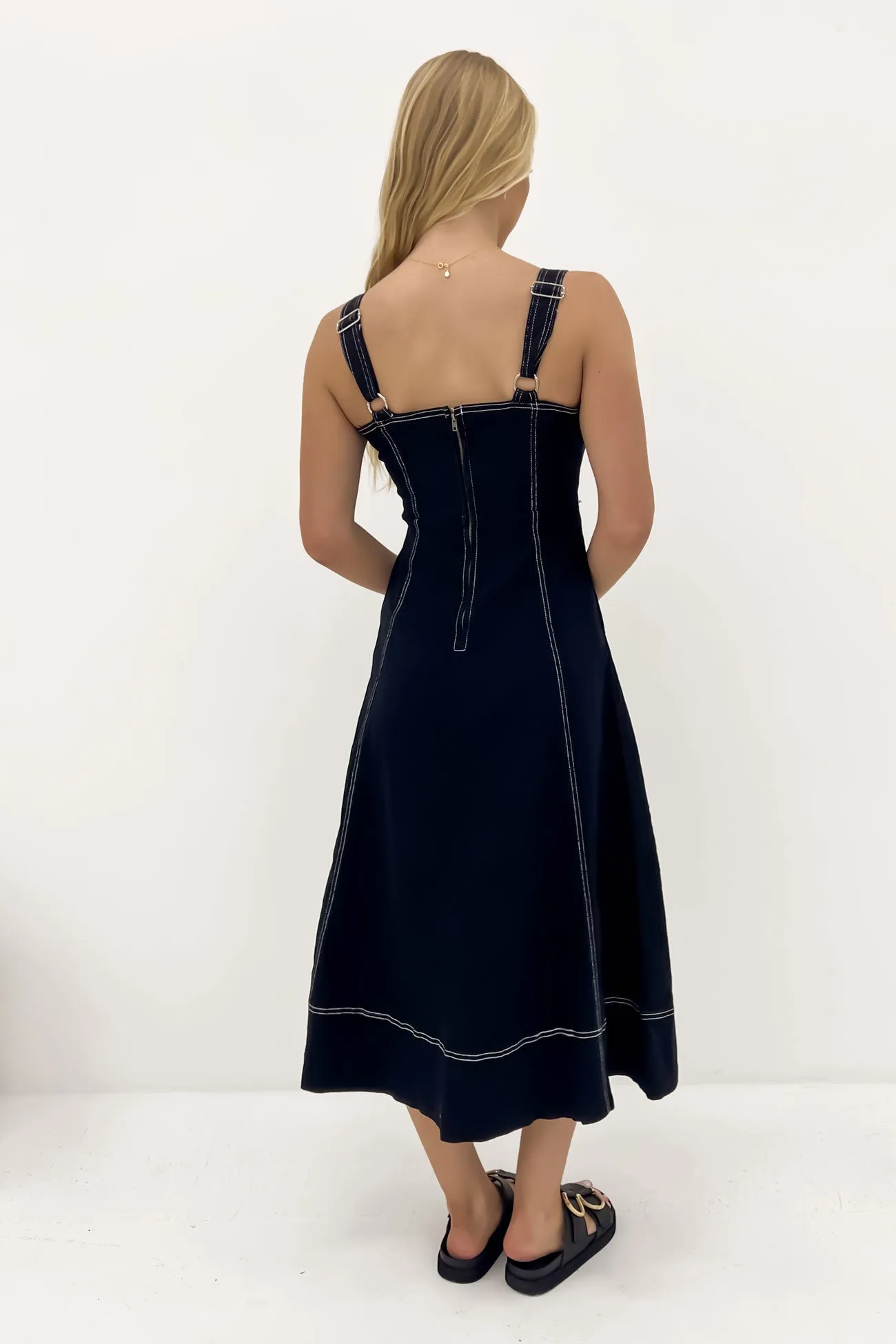 Chic Silhouette New Spirit Siobhan Denim Midi Dress Black
