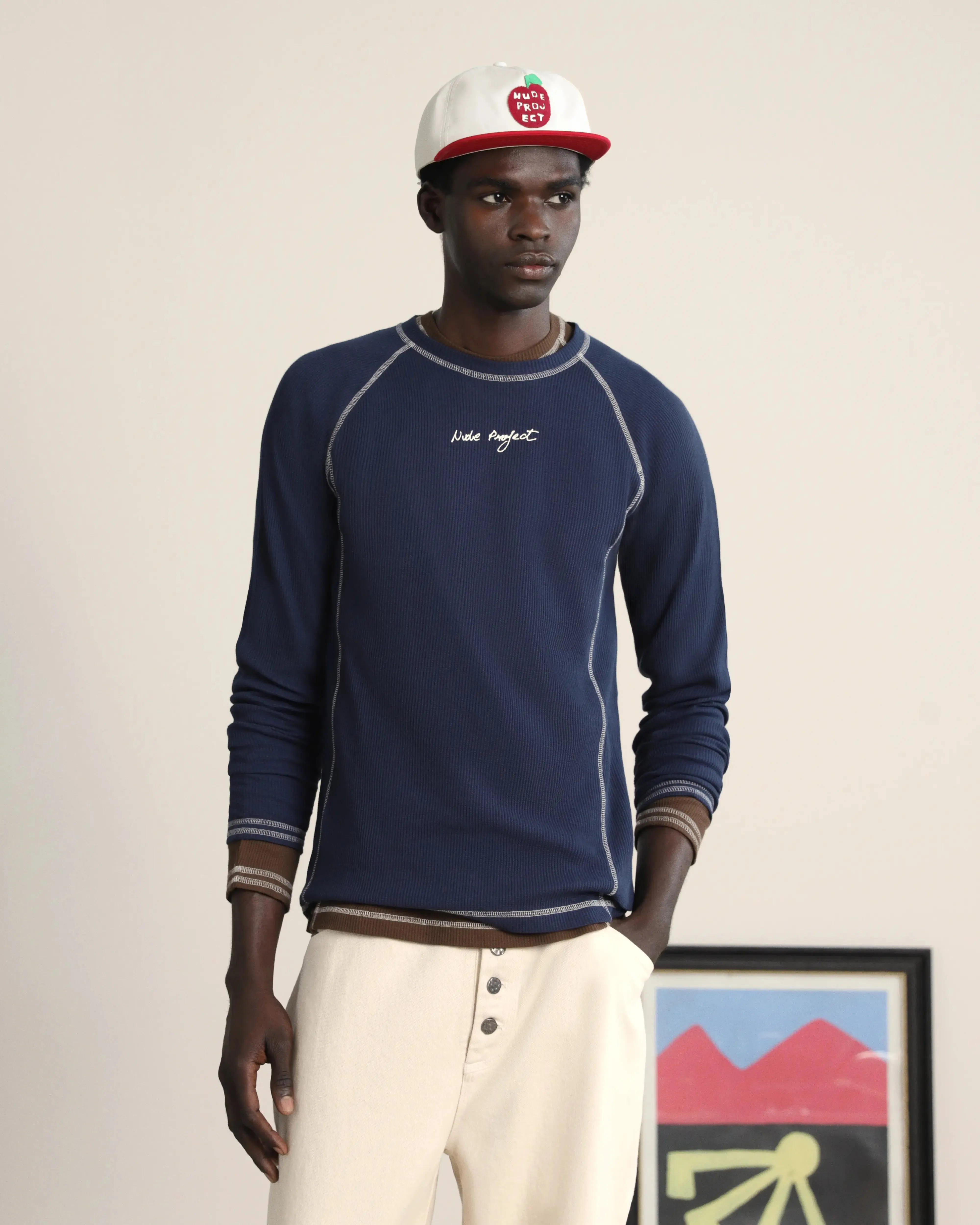 FlexibleCollarDesign Waffle Long-Sleeve Tee 2 Pack Cocoa/Navy