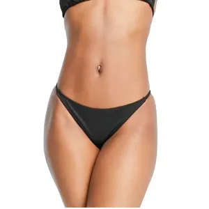 Layered Support System Odor Resistant Treatment Women's Thin Strap High Side Thong Bikini Bottom,Black