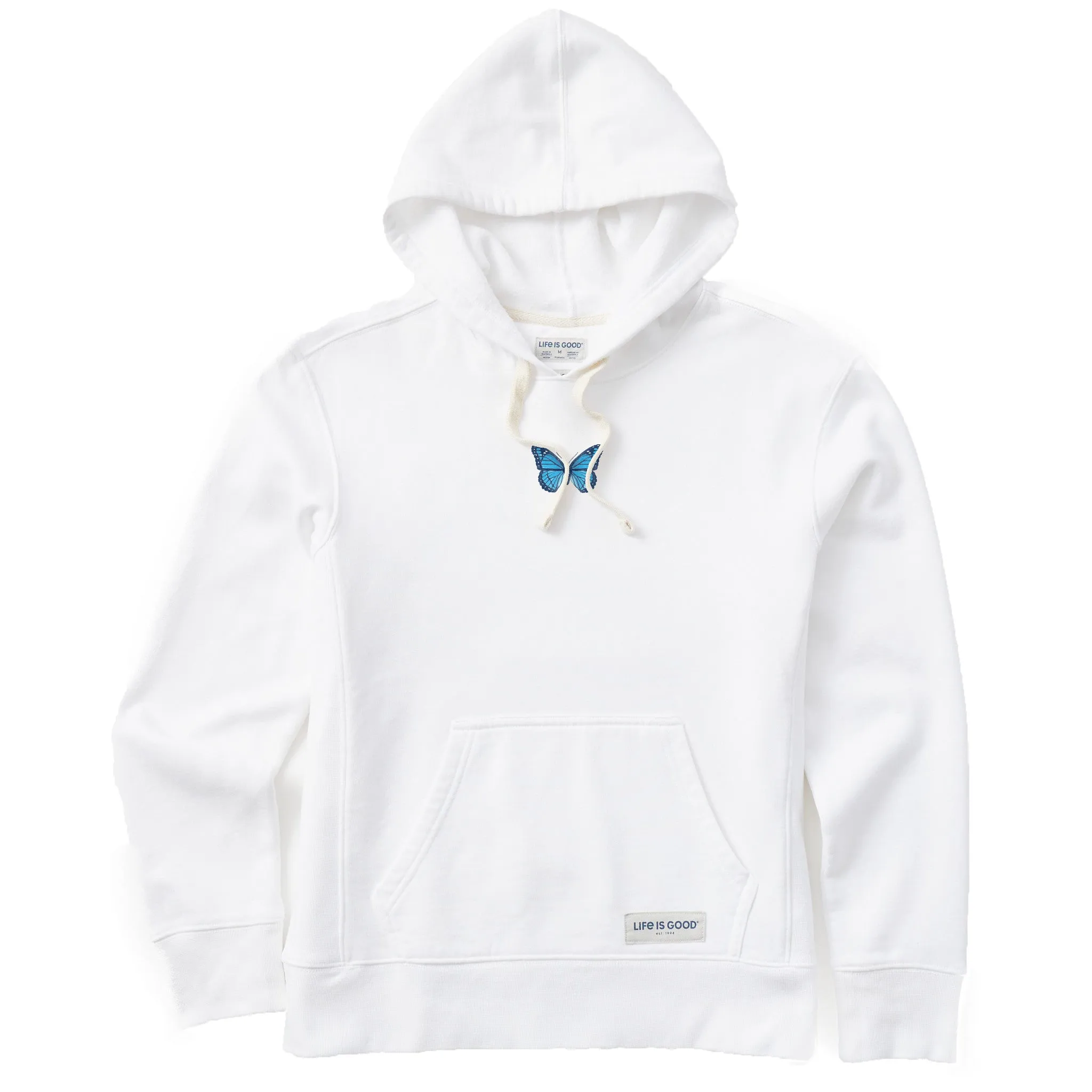 Women's Antique Floral Butterfly Simply True Fleece Hoodie product sustainability impact Drawcord Hood