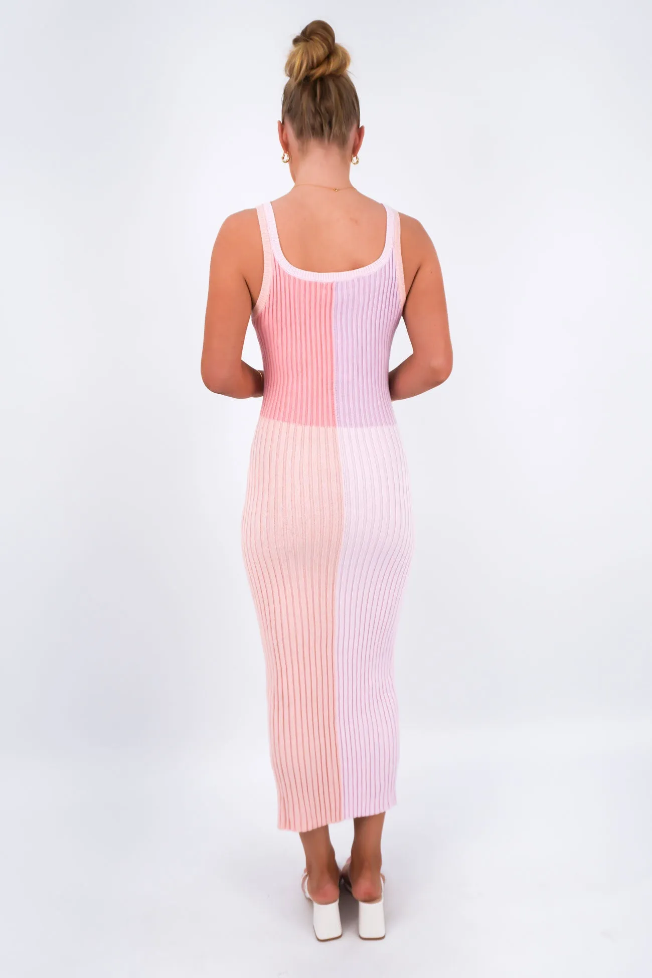 Lindley Knit Midi Dress Pink Calm Shine