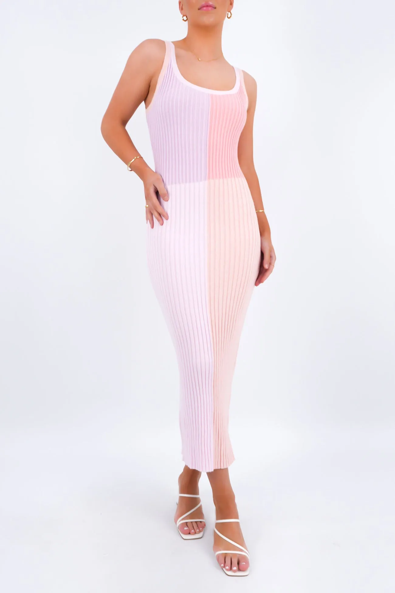 Skin-friendly Lindley Knit Midi Dress Pink