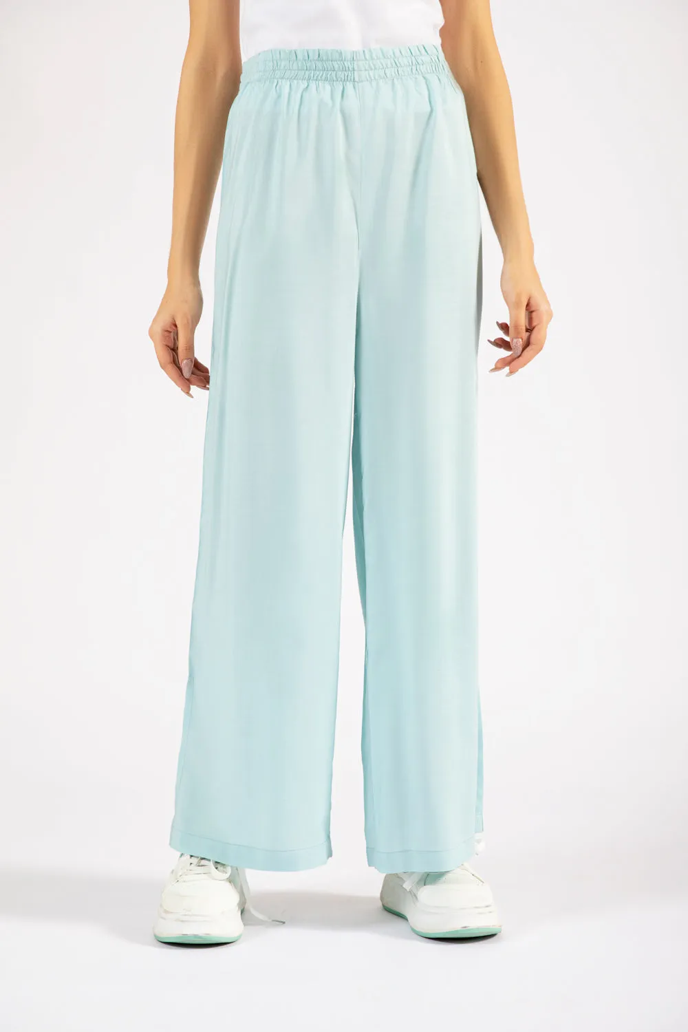 Breath Friendly LINEN WIDE LEG TROUSERS WITH SLIT DETAIL