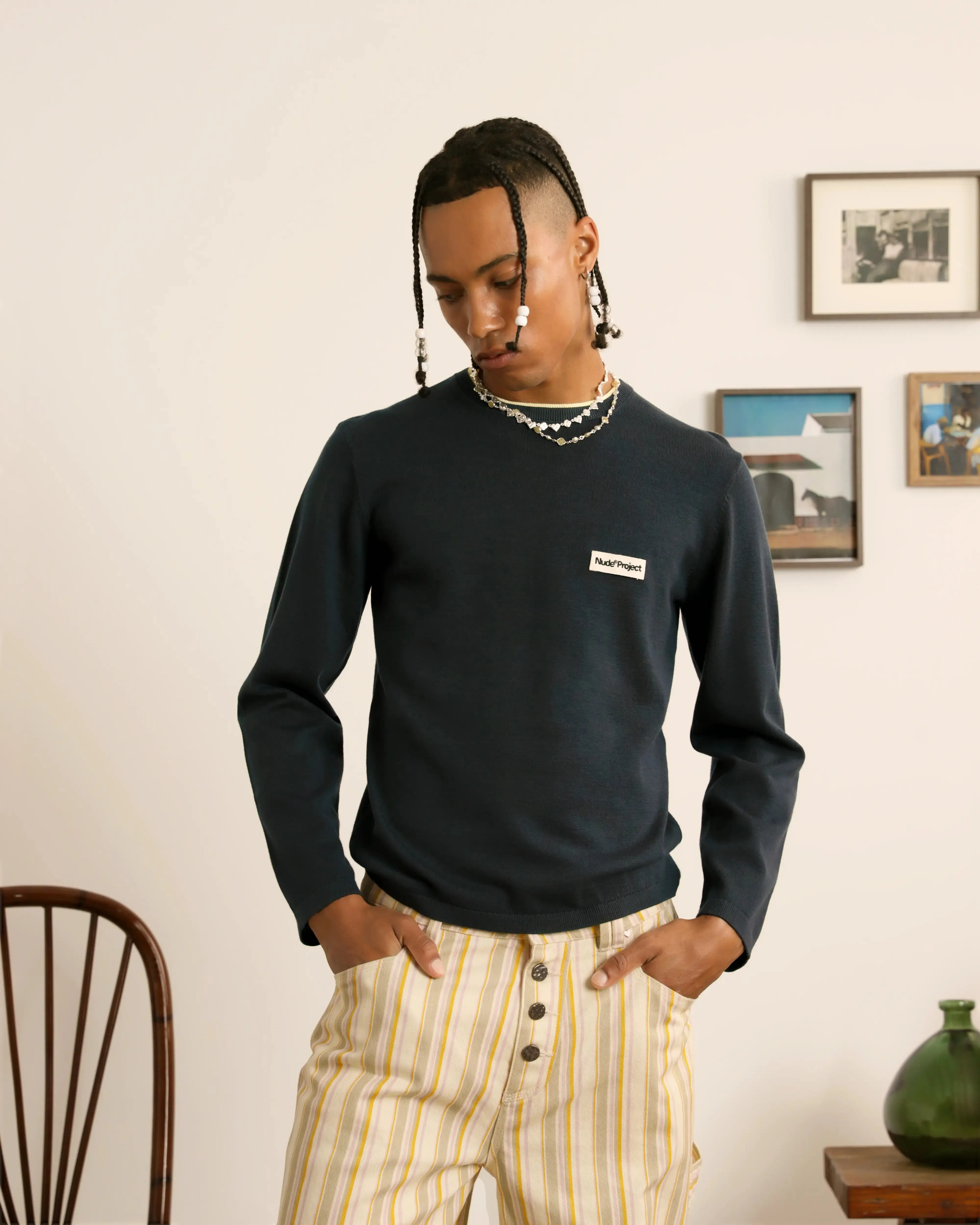 Garment Dyed Process Warm Outfit Liqueza Knit Ash