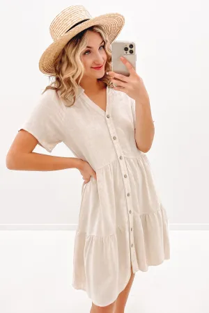 Capsule-Wardrobe Sunset Hour Little Paradise Mini Dress Beige