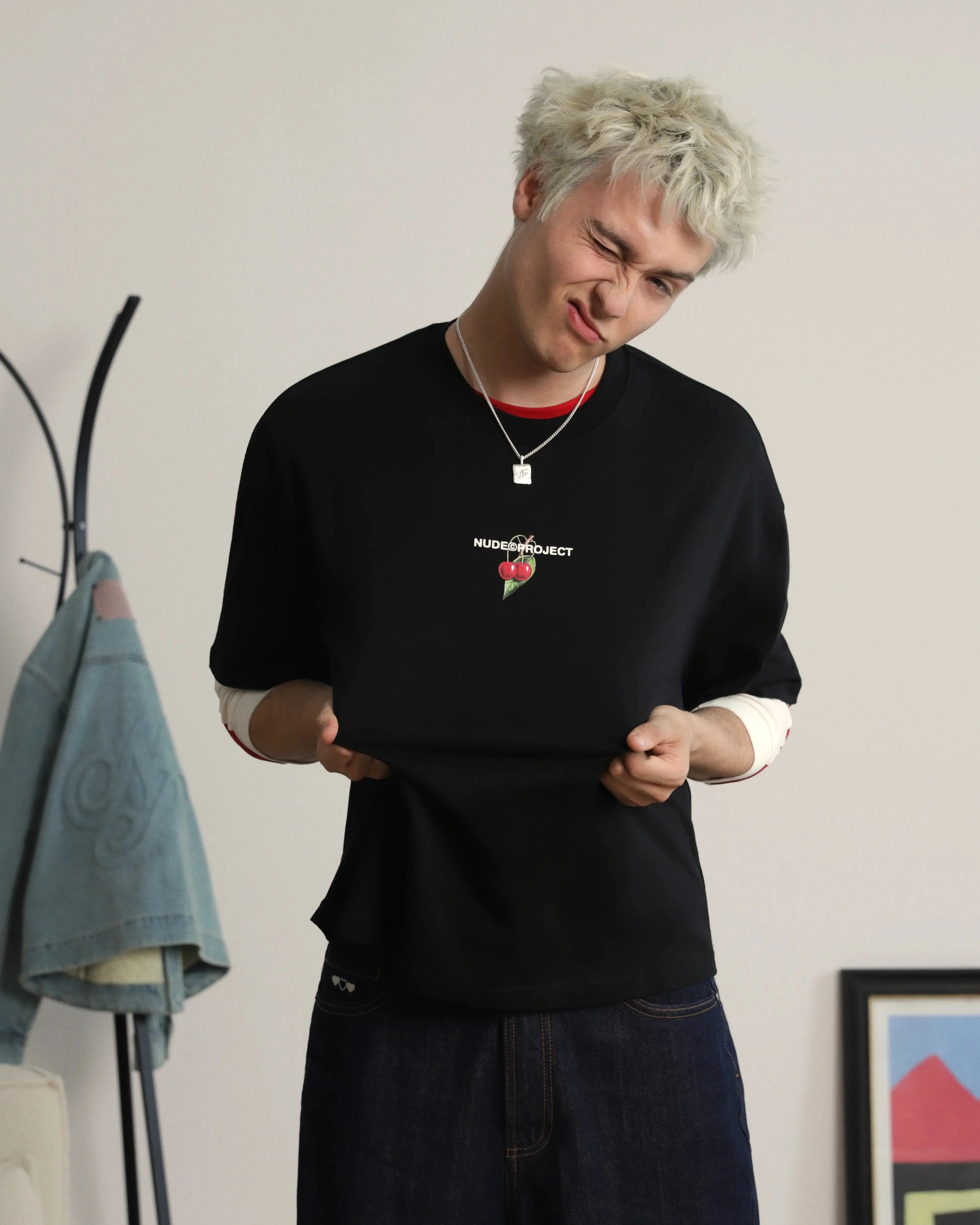 Tagless Design Locally Hated Cherry Tee Black