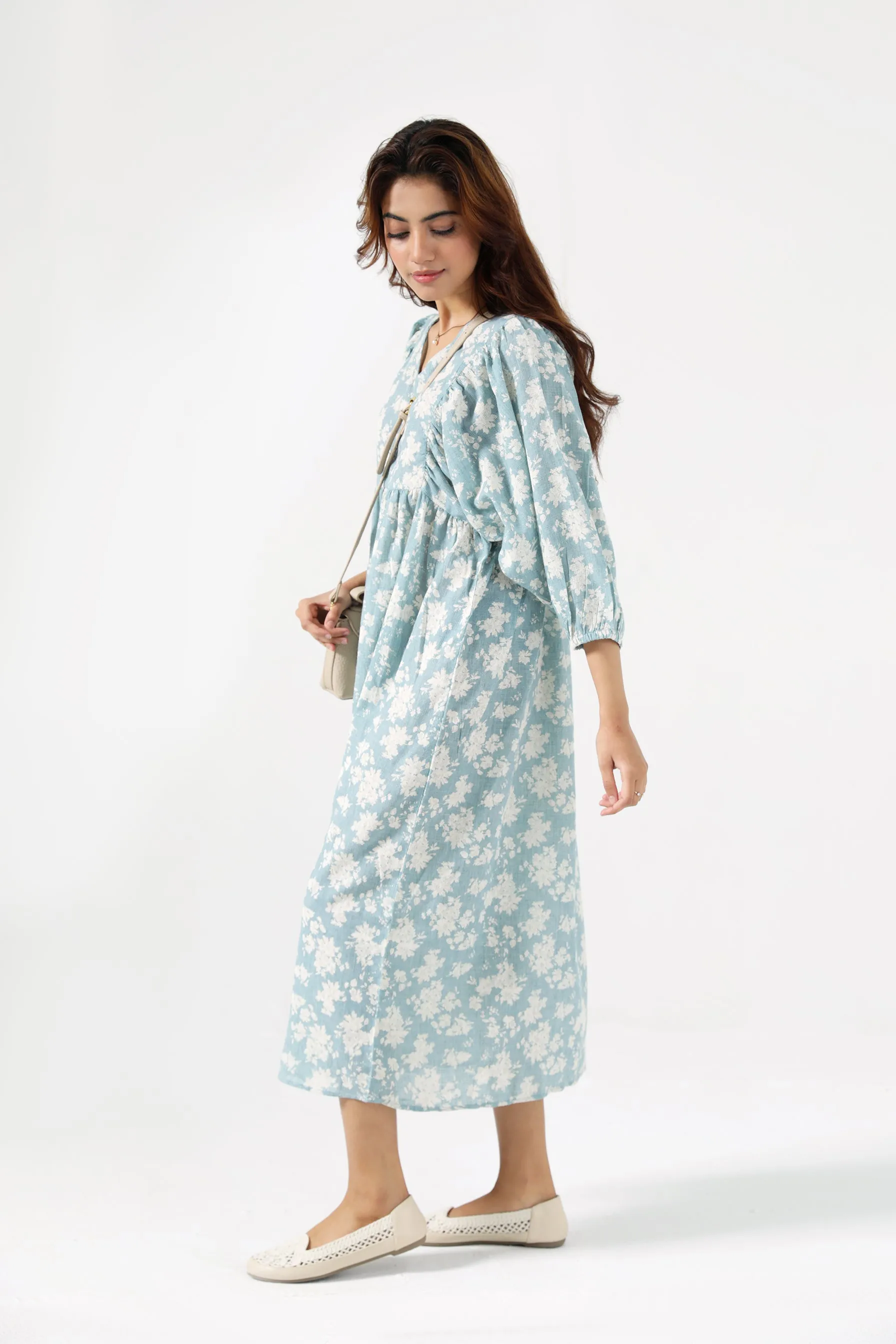 Elegant evening wear Form Focus LONG DRESS WITH SLEEVE DETAIL