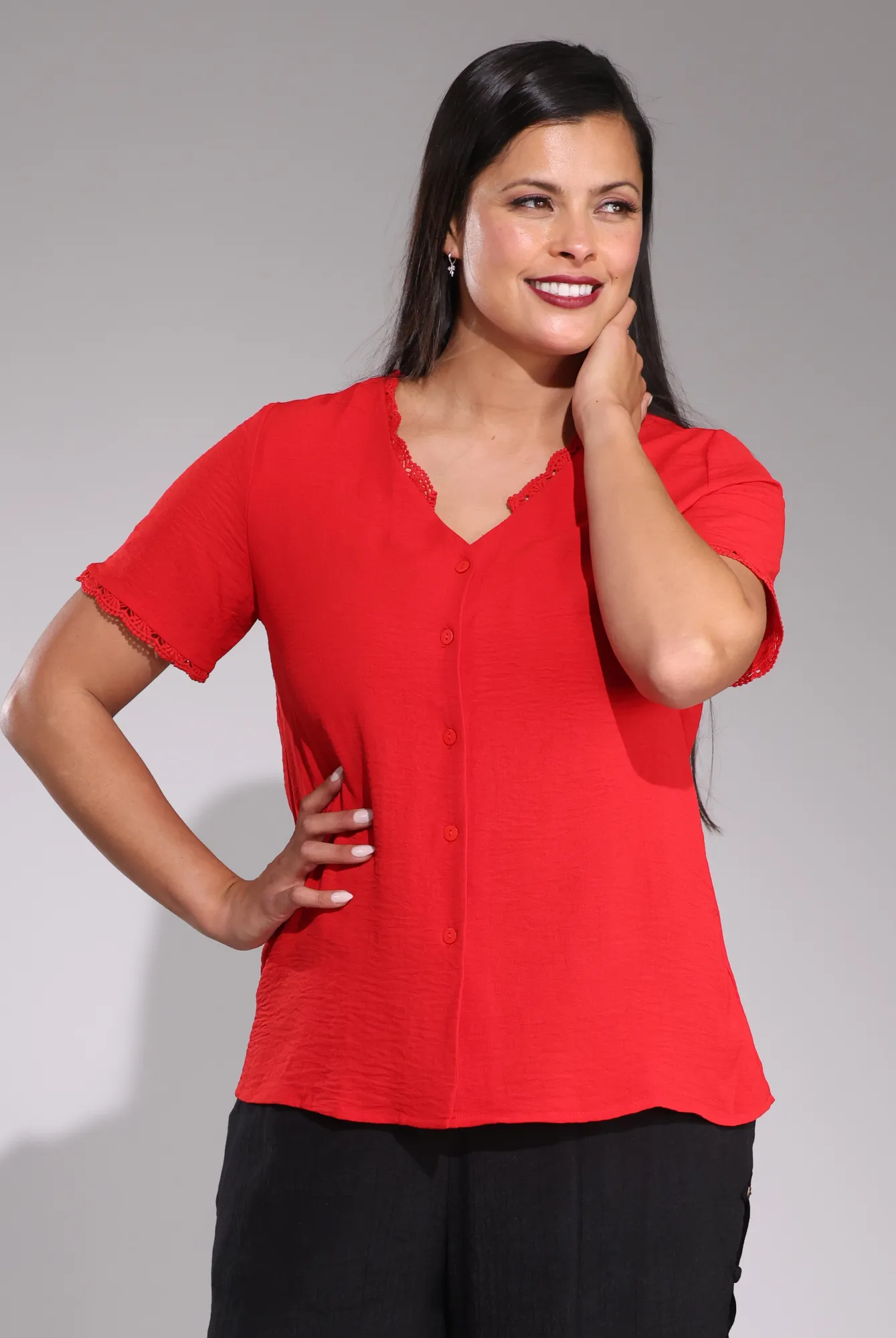 Short Sleeve Blouse | RED | 7361C1 Light Flex Fit