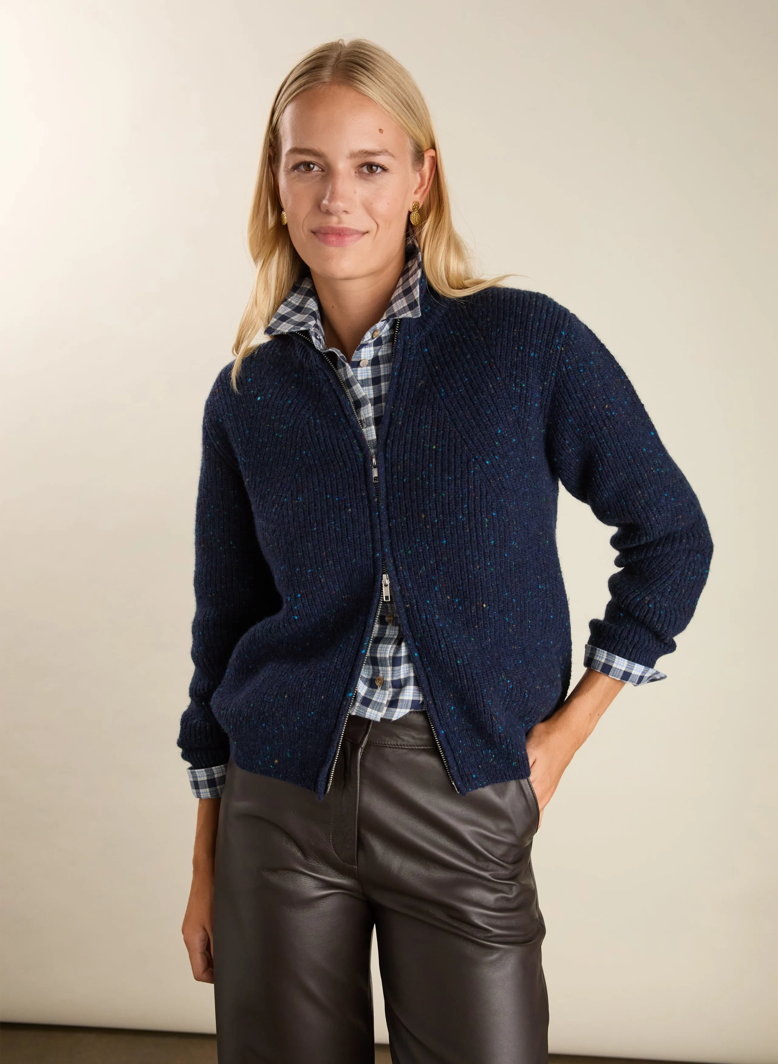 Anti Pilling Technology Lonnie Wool Blend Zip Cardigan