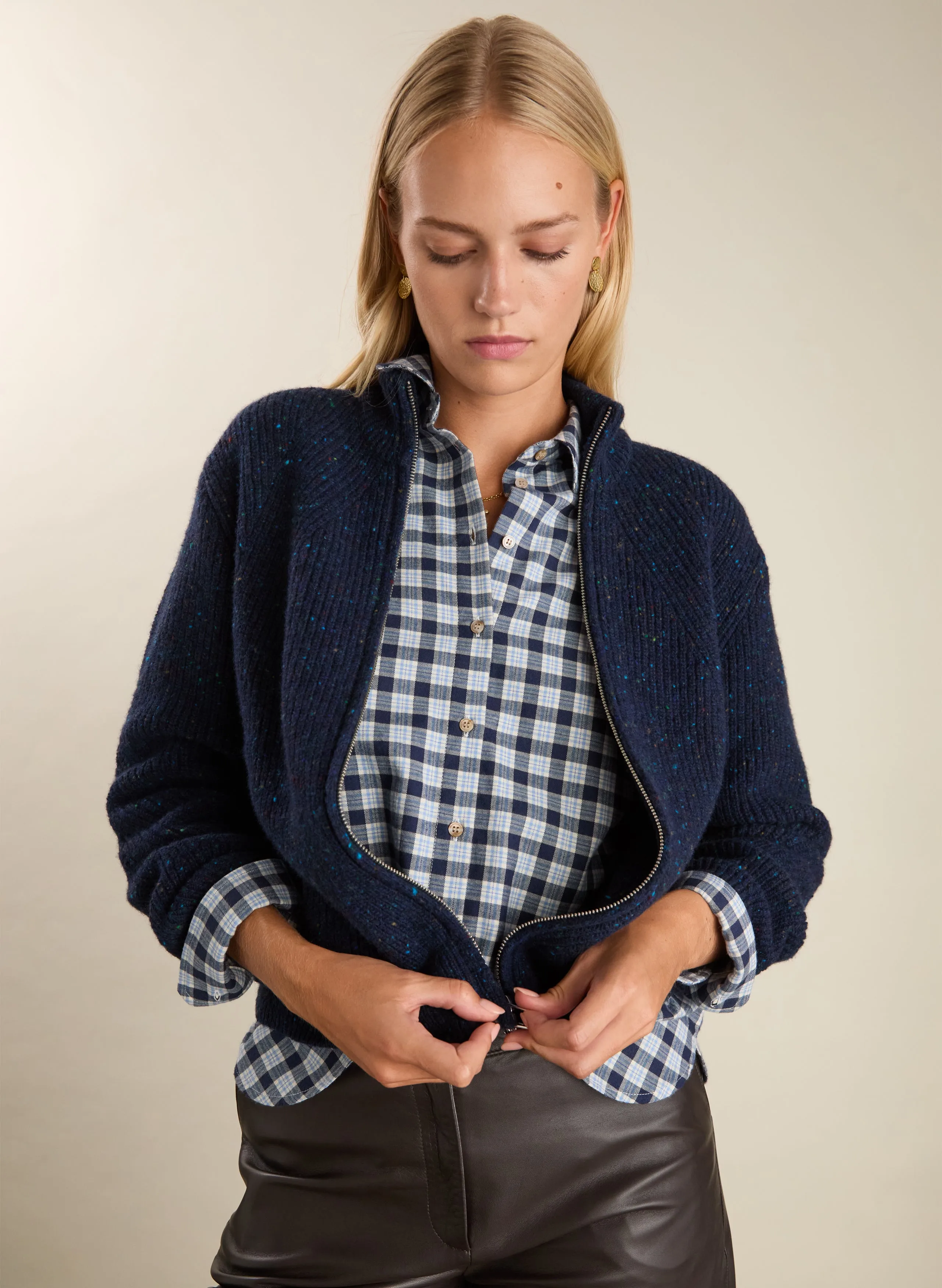 Lonnie Wool Blend Zip Cardigan MoistureWicking