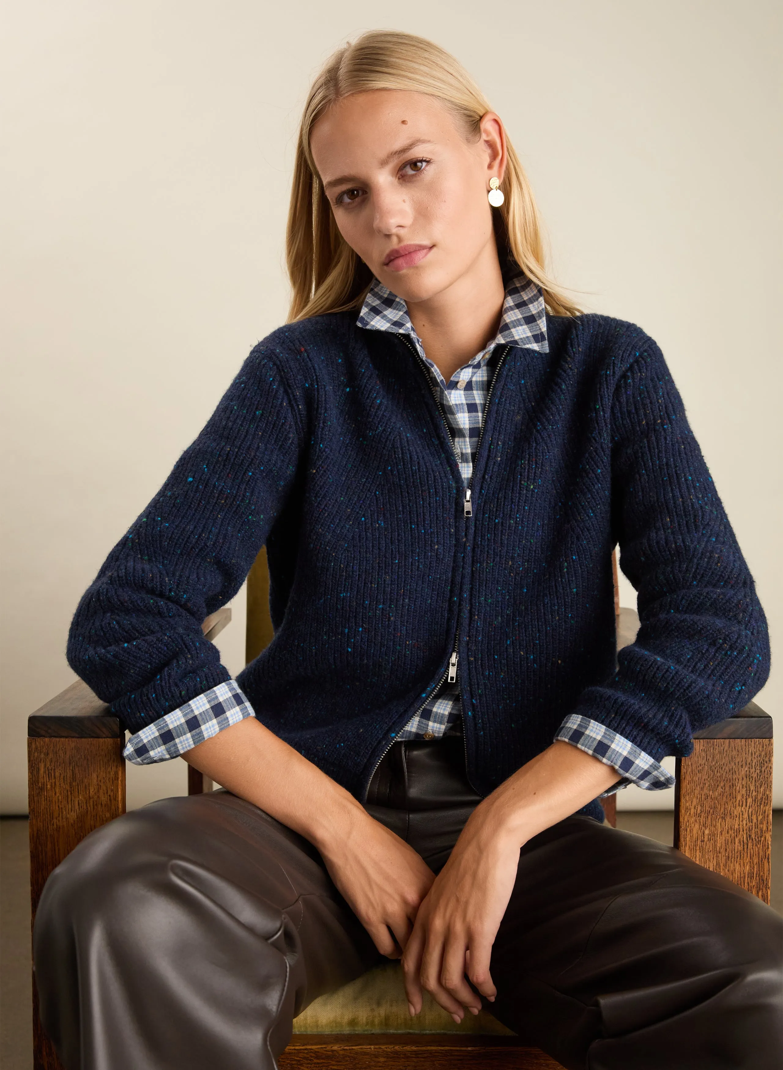Lonnie Wool Blend Zip Cardigan Minimal Comfort