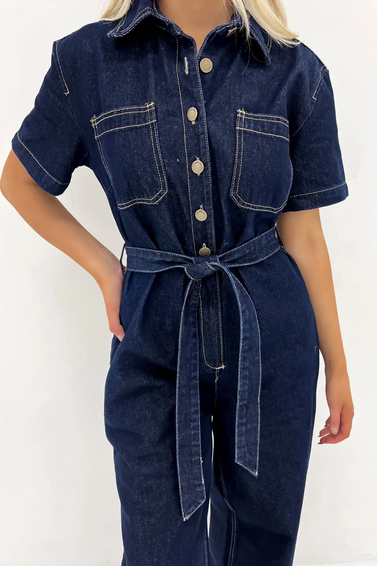 ZeroChafeSeams Ventilated Back Panels Lorena Jumpsuit Indigo Denim